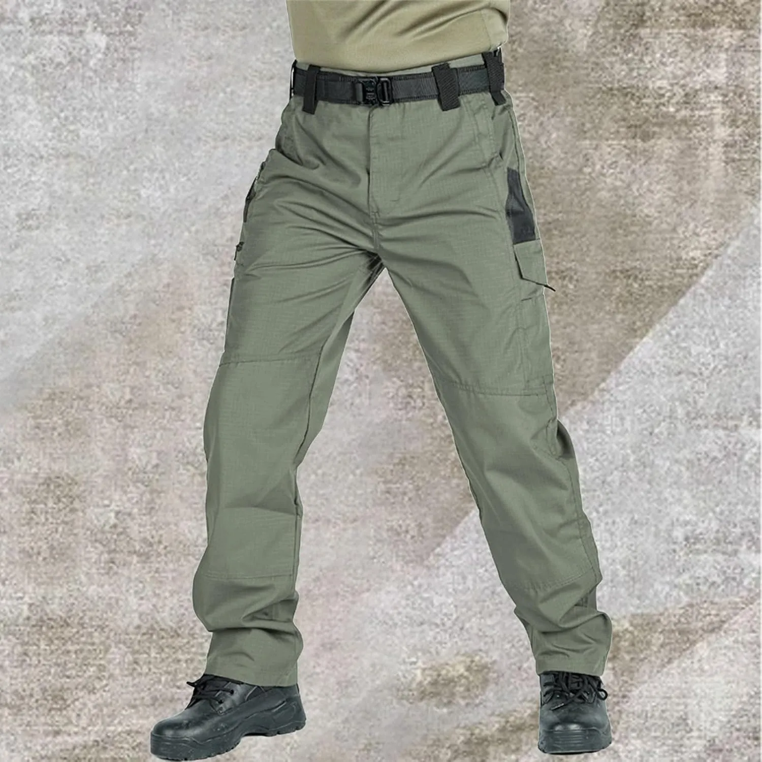 Men Cargo Pants Waterproof Stretch Multi Pocket Relaxed Fit Tactical Pants Lightweight Ripstop Flex Baggy Hiking Pant