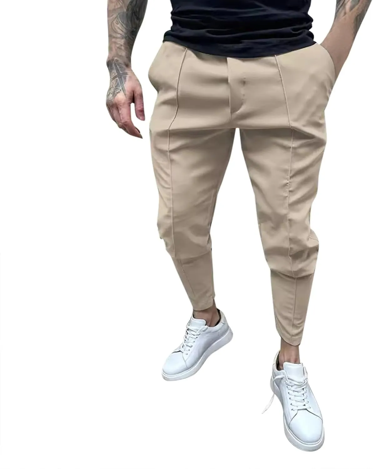 Mens Cargo Pants with Multi Pocket Slim Fit Ripstop Stretch Hiking Trouser Casual Drawstring Work Sweatpant Plus Size