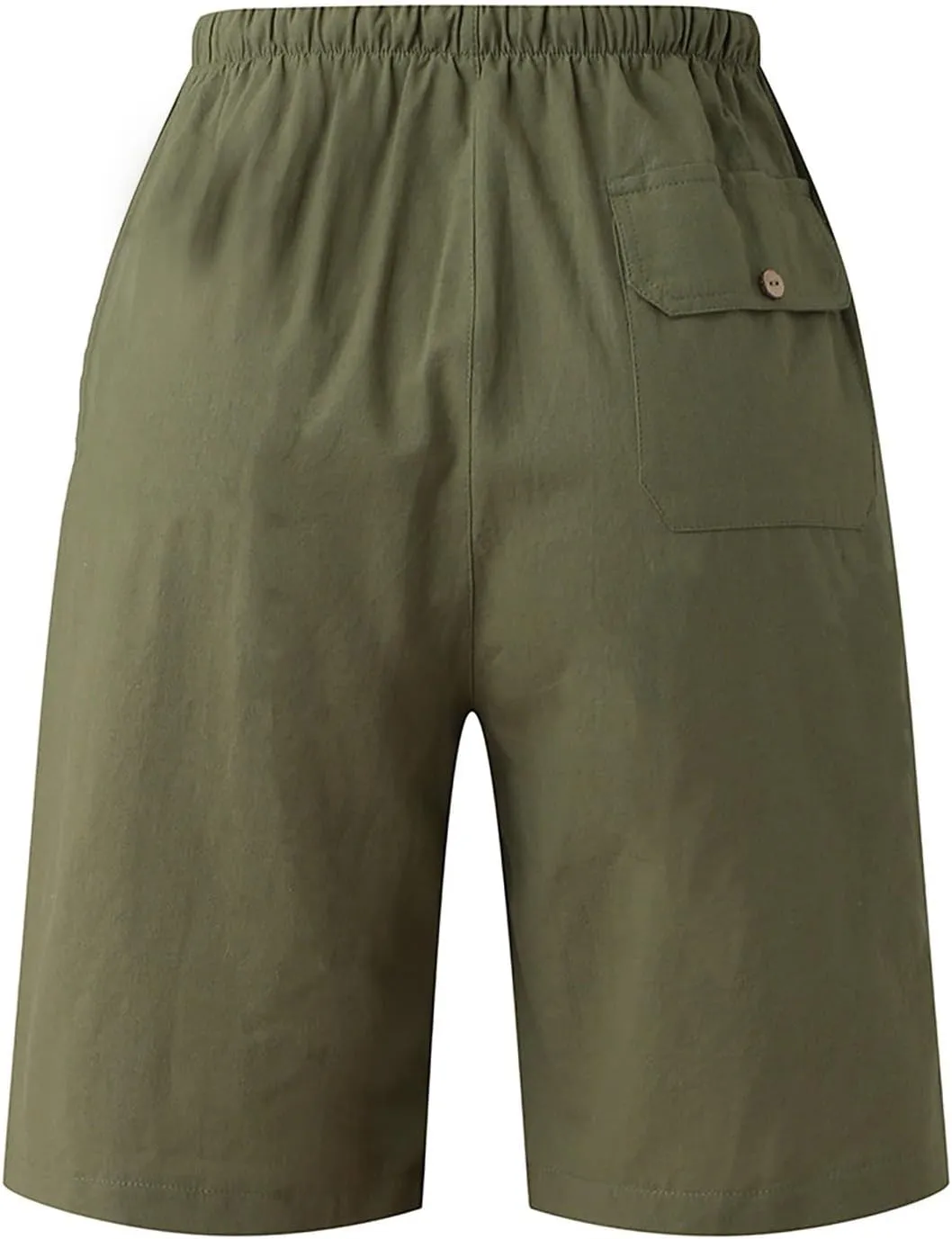 Mens Cotton Linen Shorts Casual Loose Fit Drawstring Elastic Waist 7Inch Inseam Shorts Stretch Summer Beach Wear