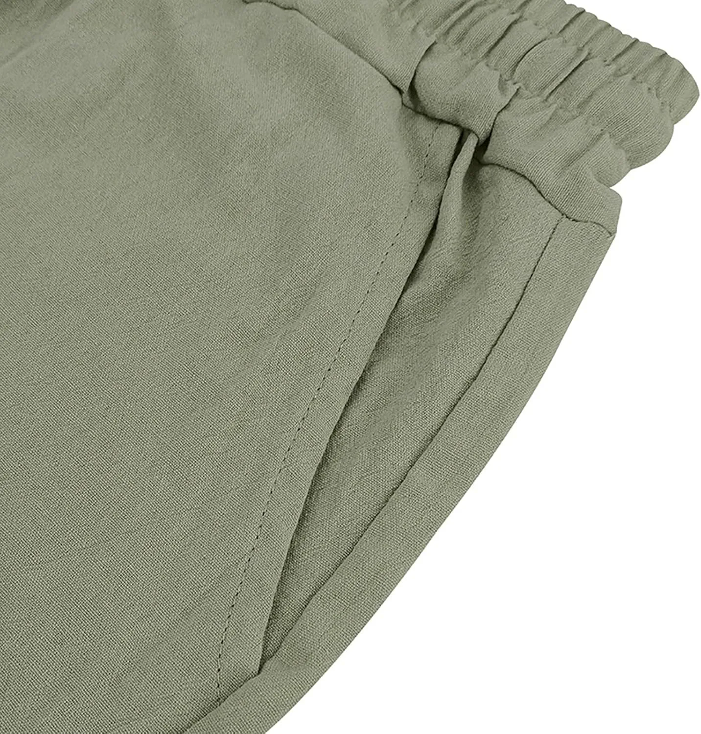 Mens Cotton Linen Shorts Casual Loose Fit Drawstring Elastic Waist 7Inch Inseam Shorts Stretch Summer Beach Wear