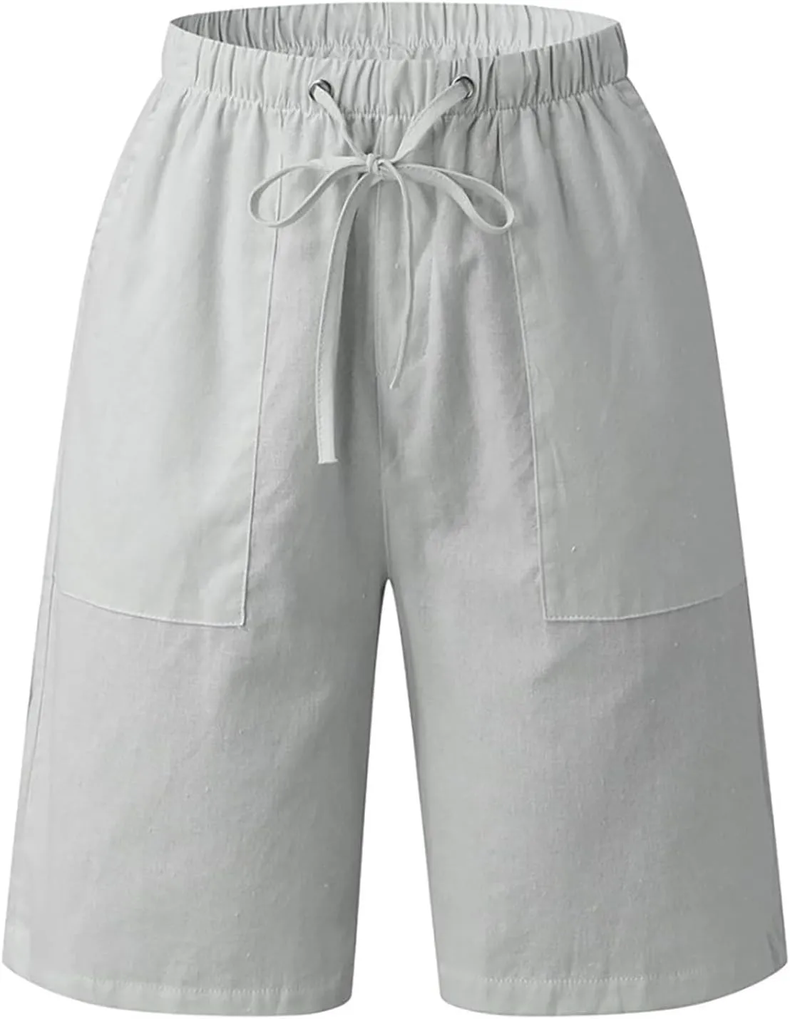 Mens Cotton Linen Shorts Casual Loose Fit Drawstring Elastic Waist 7Inch Inseam Shorts Stretch Summer Beach Wear