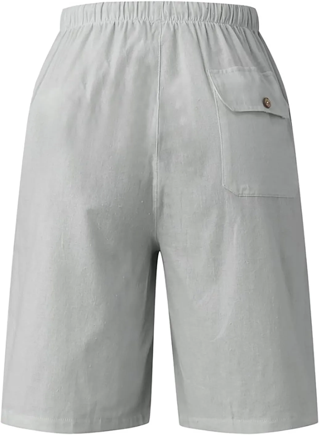 Mens Cotton Linen Shorts Casual Loose Fit Drawstring Elastic Waist 7Inch Inseam Shorts Stretch Summer Beach Wear