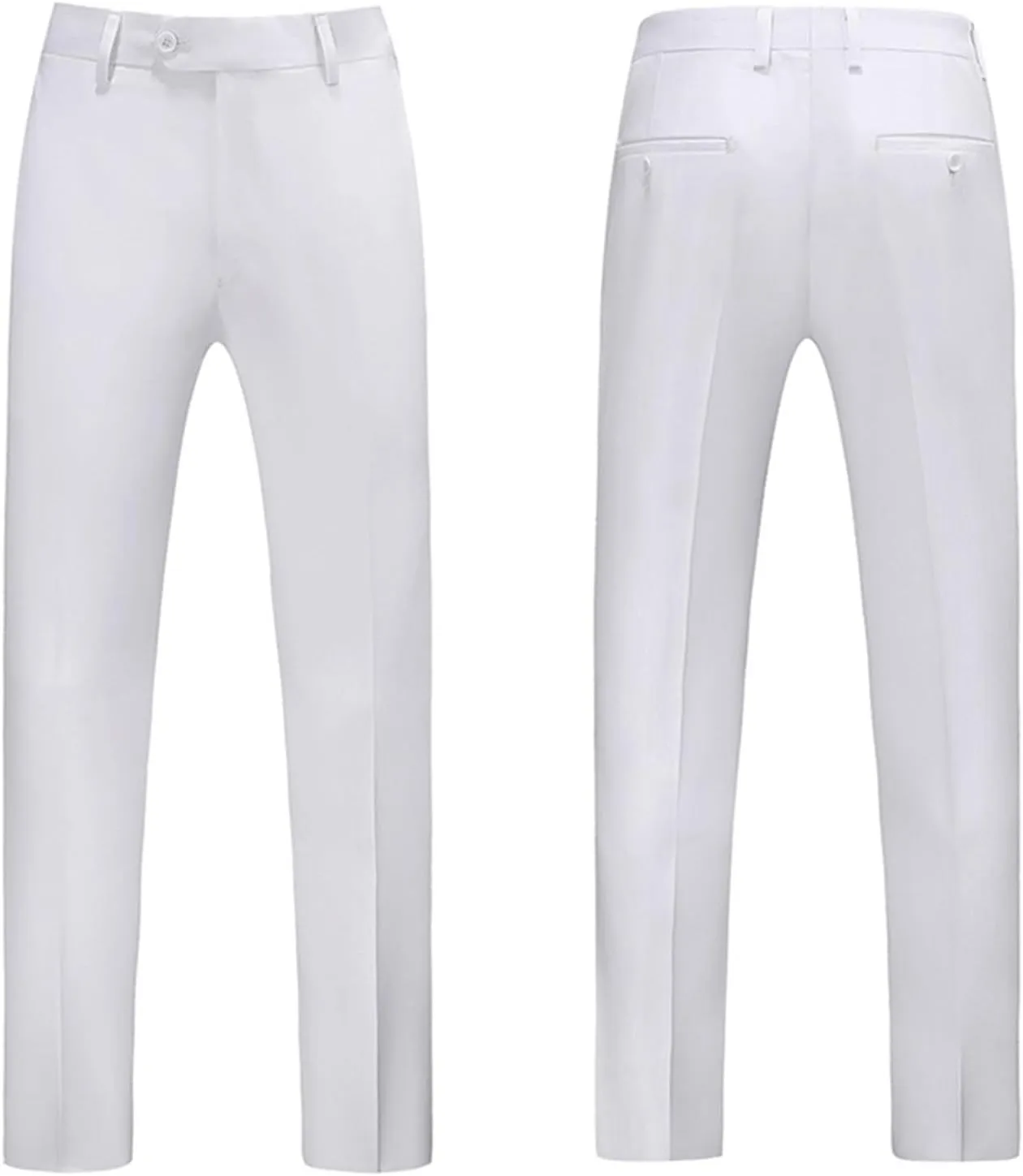 Mens Dress Pants Solid Color Slim Fit Flex Flat Front Skinny Trousers Classic Business Casual Work Wedding Suit Pants