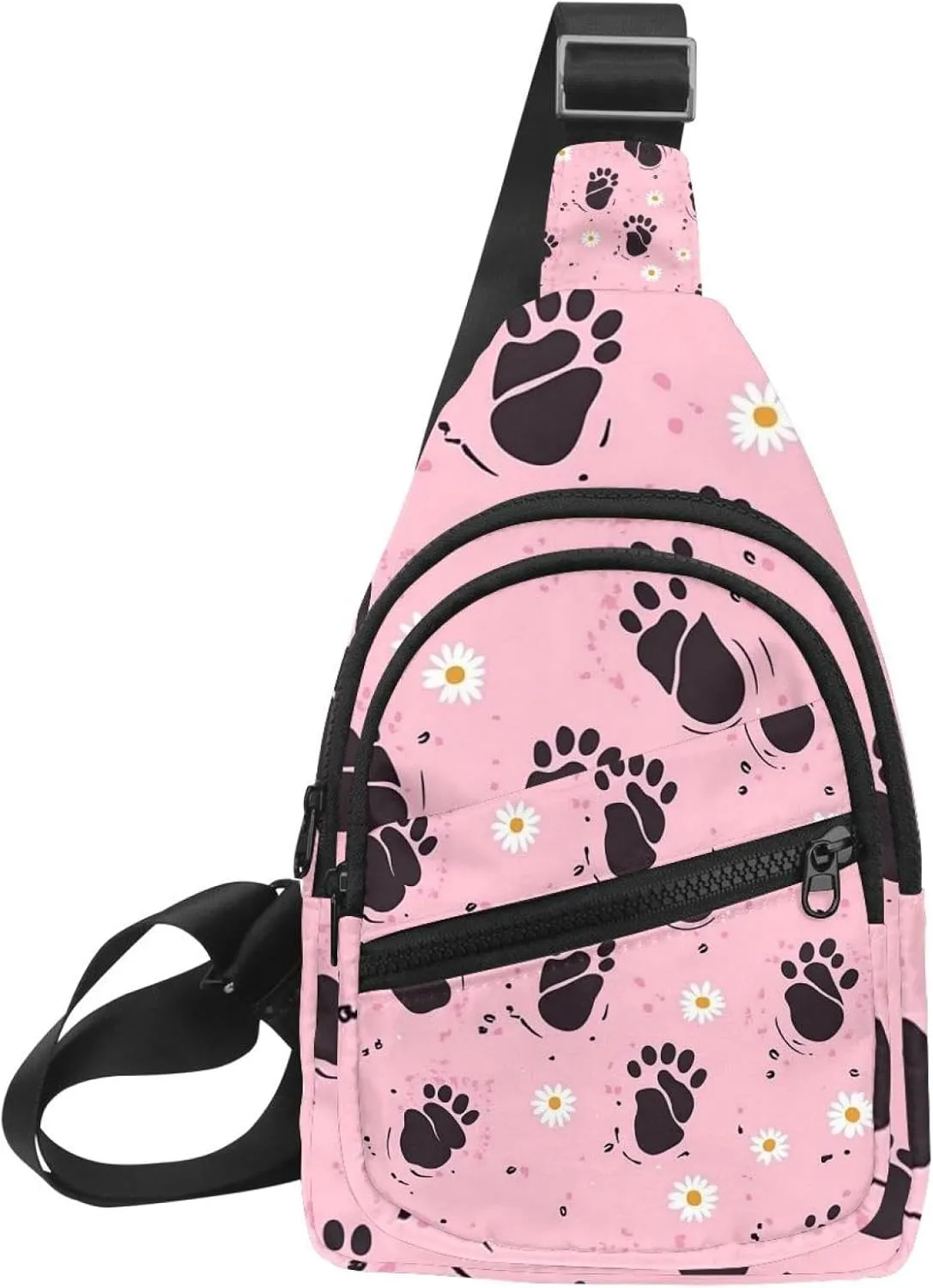 Men's Sling Backpack, foot prints and daisy flower (4)