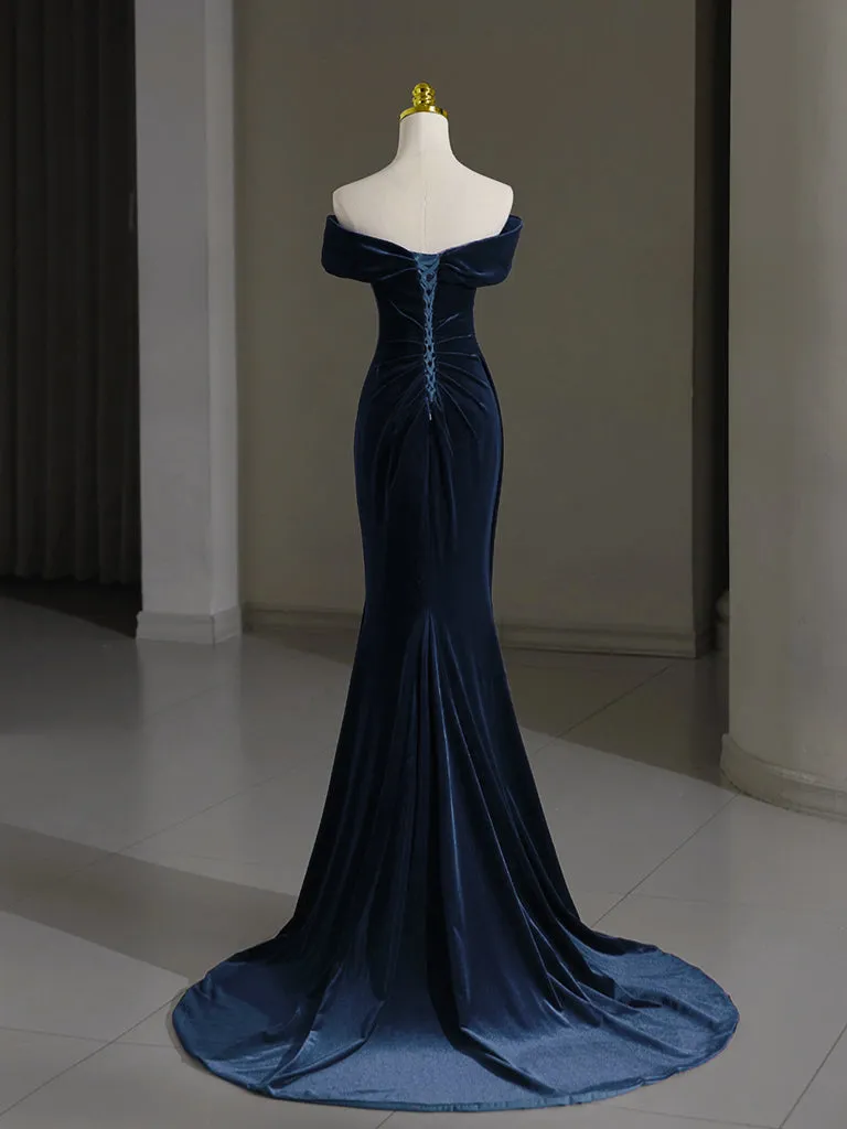 Mermaid Velvet Green Long Prom Dress, Green Long Evening Dress
