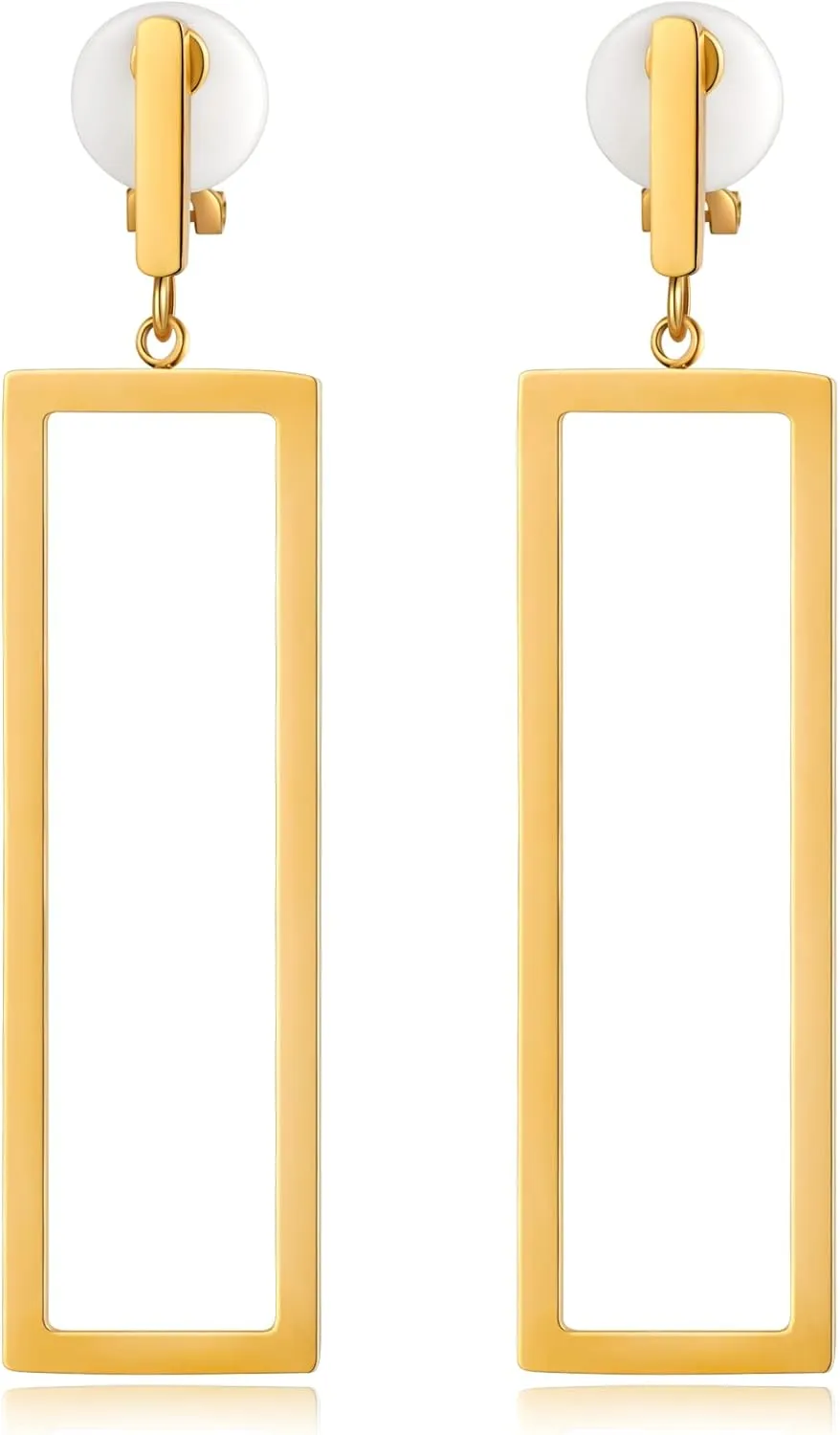 Metal Geometric Clip On Drop Earrings for Women Gold Black Silver Non Piercing Dangle Earrings Rectangle Triangle Bar Circle Waterdrop Ellipse Clip Earrings
