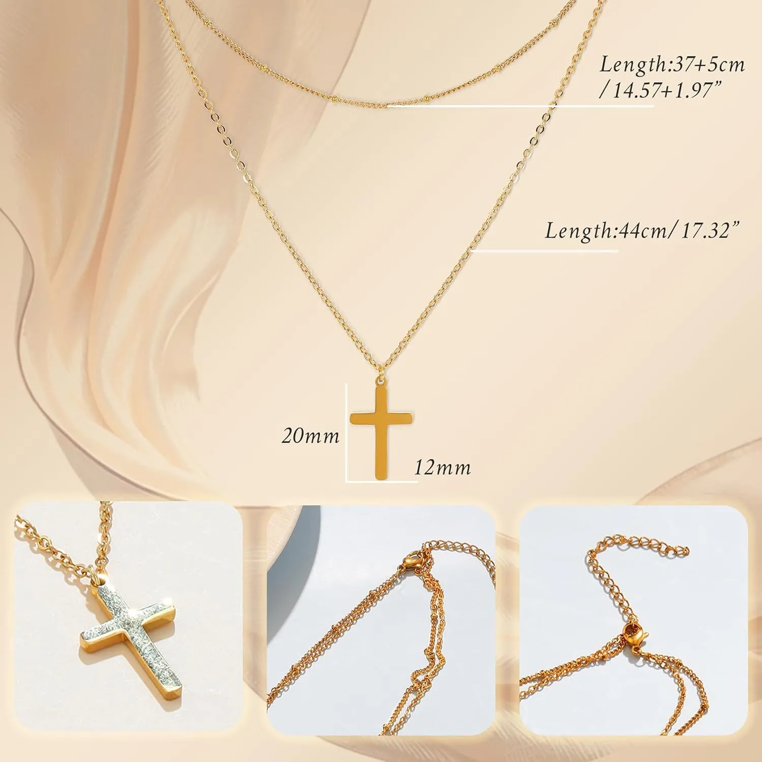 MILAKOO Multilayered Cross/Disc Pendant Necklace Choker Stackable Silver/Gold Layering Long Necklace for Women