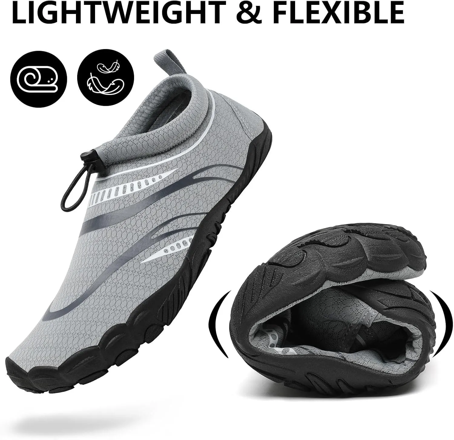 Mishansha Womens Mens Water Swim Shoes Wide Toe Box Barefoot Shoes US Size 5.5-13.5 Women / 3-11.5 Men