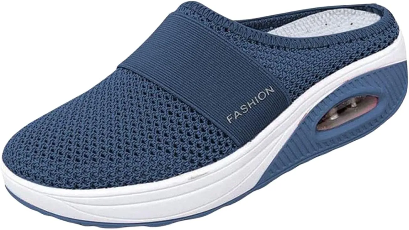Mules for Women 2025 Backless Walking Sneakers Summer with Arch-Support Open Back Slip On Shoes Breathable Slippers Closed Toe Slides Slip-On Mule Mesh Air Cushion Orthopedic Diabetic Platform
