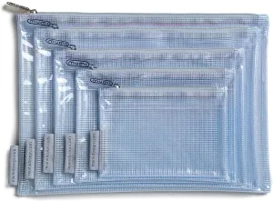 MUMI 5 Multi-Size Organizing Bags  Clear Zipper Pouches for Organizing, Storage & Travel with 10 Removable Labels  Reusable Waterproof Mesh Zipper Pouch Set, Plastic Zip Bags for Supplies (Grey)