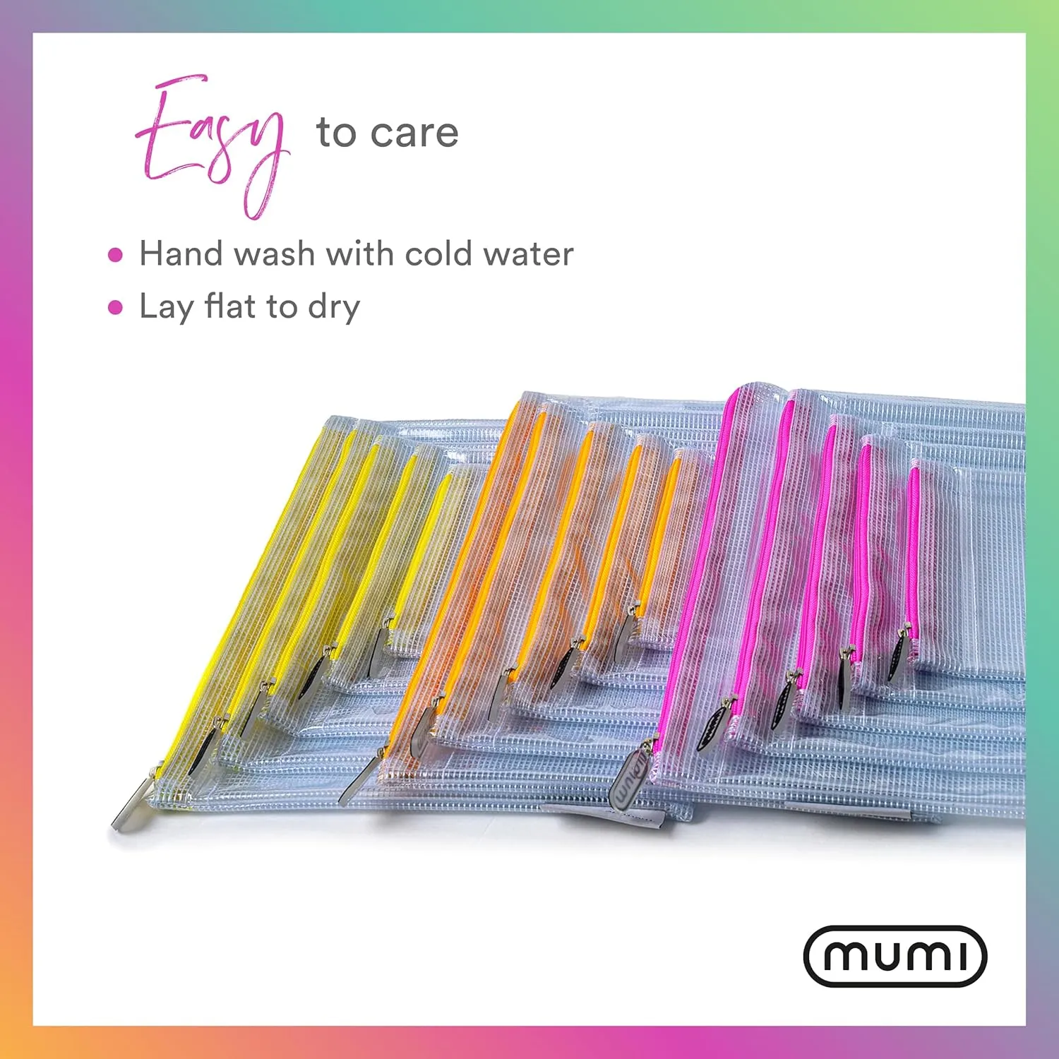 MUMI 5 Multi-Size Organizing Bags  Clear Zipper Pouches for Organizing, Storage & Travel with 10 Removable Labels  Reusable Waterproof Mesh Zipper Pouch Set, Plastic Zip Bags for Supplies (Pink)