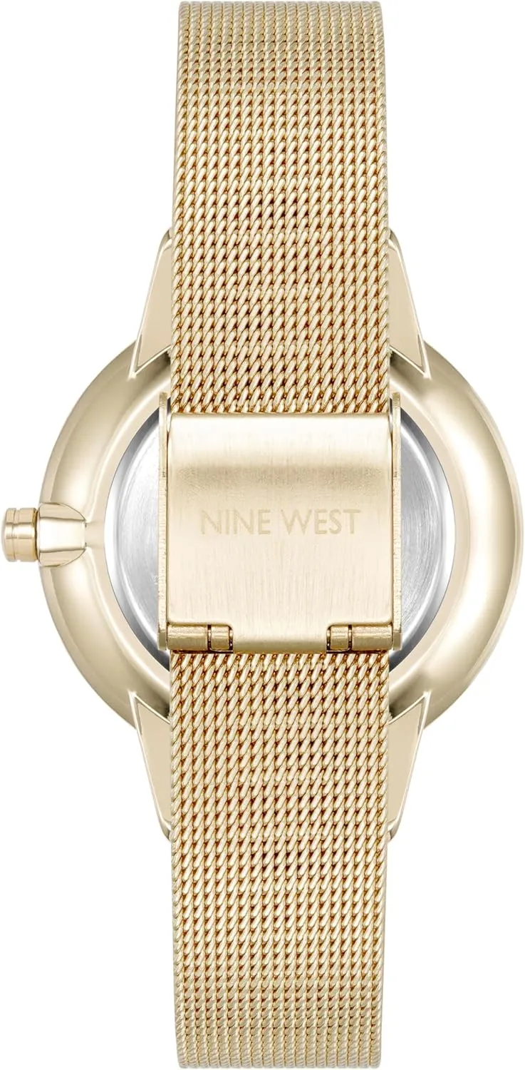 Nine West Women's Crystal Accented Dial Mesh Bracelet Watch