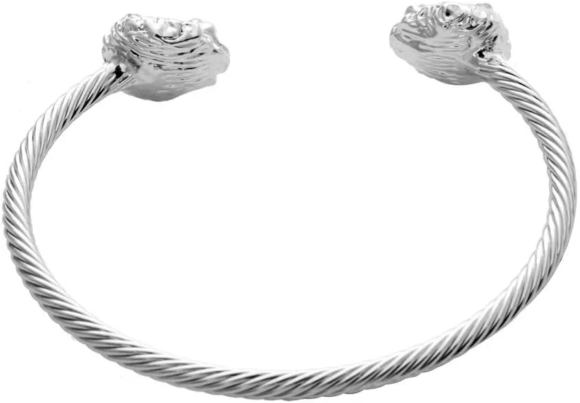 NOUMANDA Women Jewelry Cuff Bangles Both End with Animal Lion Head Wire Twist Bangle Bracelet