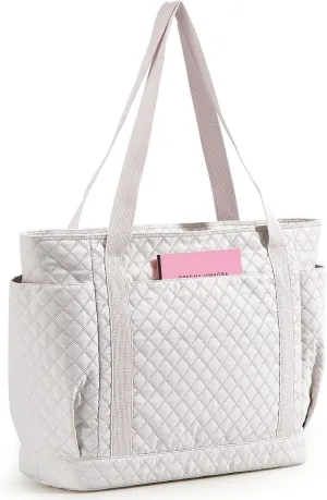 OIWAS Tote Bag for Women, Puffy Bags for Women with Zipper, Tote Bag with Compartments, Large Lightweight Soft Tote Bags for Travel, Gym, Work