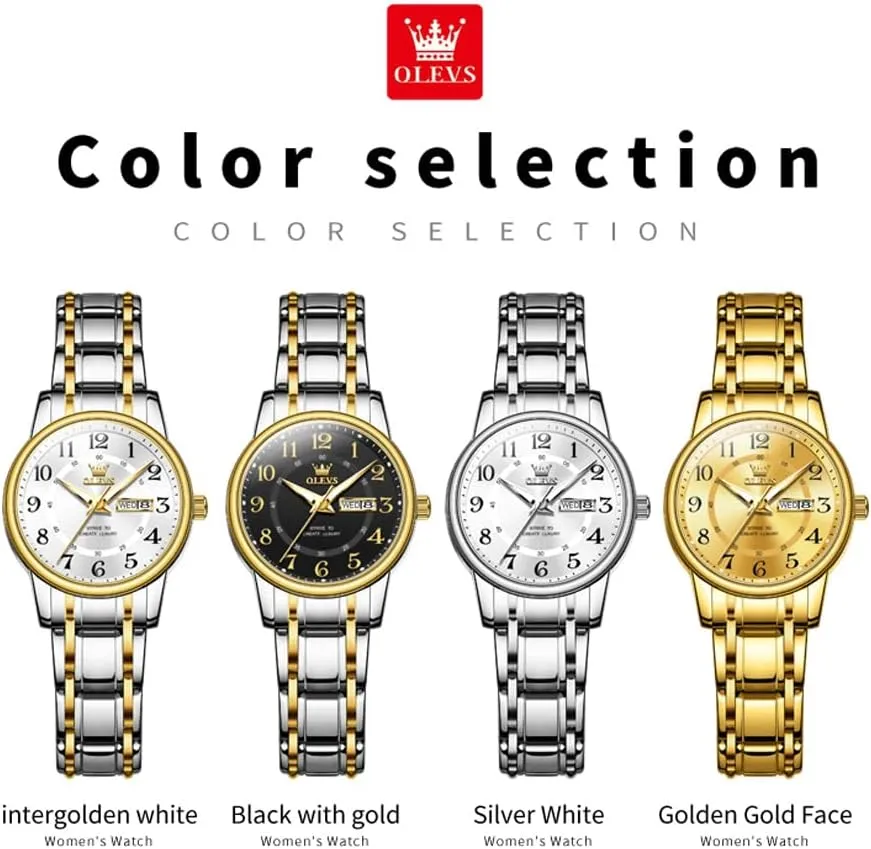 OLEVS Women's Watches Luxury Diamond Arabic Dial Wrist Watch for Women with Date Waterproof Stainless Steel Quartz Ladies Watch