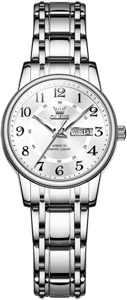 OLEVS Women's Watches Luxury Diamond Arabic Dial Wrist Watch for Women with Date Waterproof Stainless Steel Quartz Ladies Watch