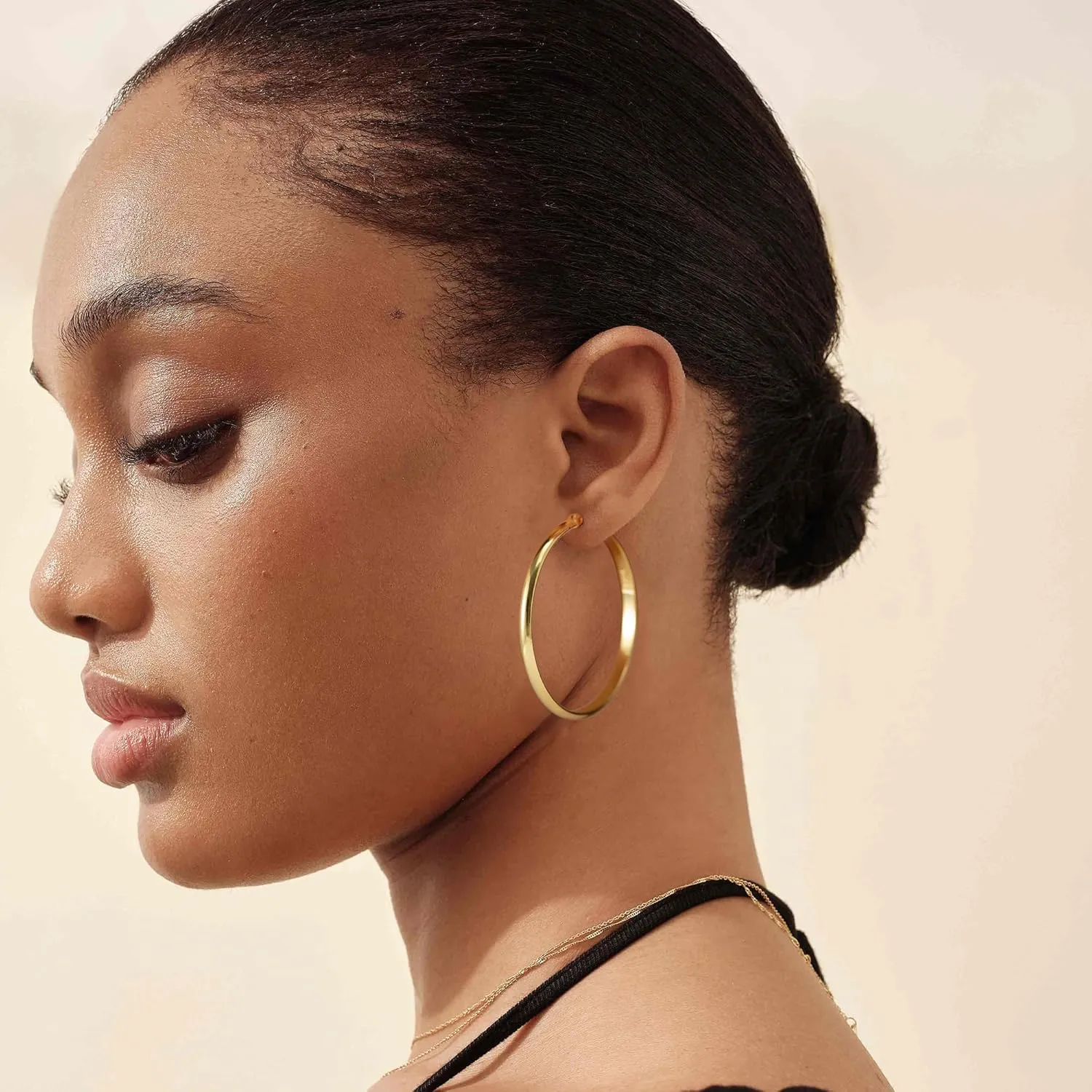 OOOPEL 3mm Wide Large Hoop Earrings for Women Hypoallergenic 925 Sterling Silver Post Gold Earrings Lightweight Silver Hoop Earrings Oversize Big Gold Hoops 20/30/40/50/60/70MM