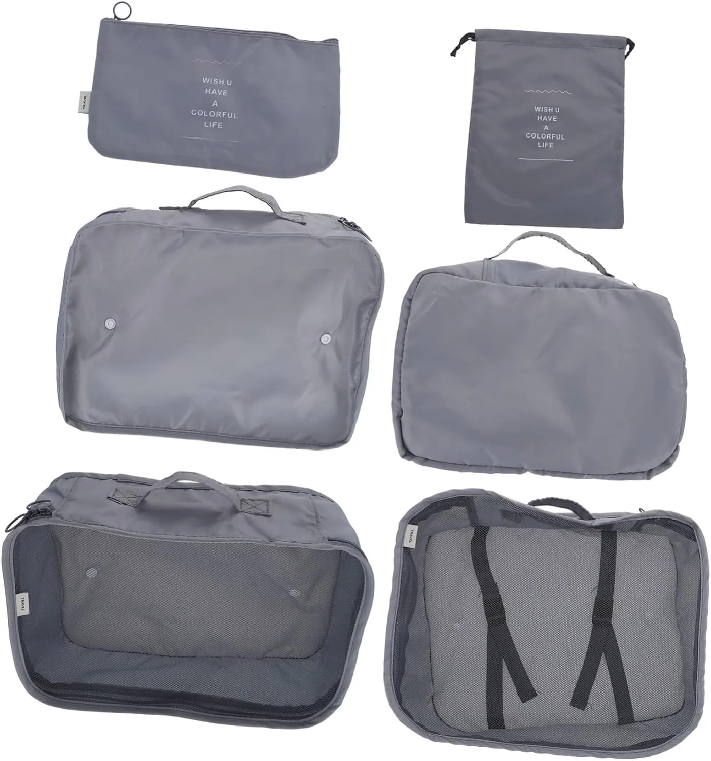 Organize Your Trip 1 Set of 6 Storage Bags Thick Polyester Waterproof Garment Bags for Travel Toiletry Clothing