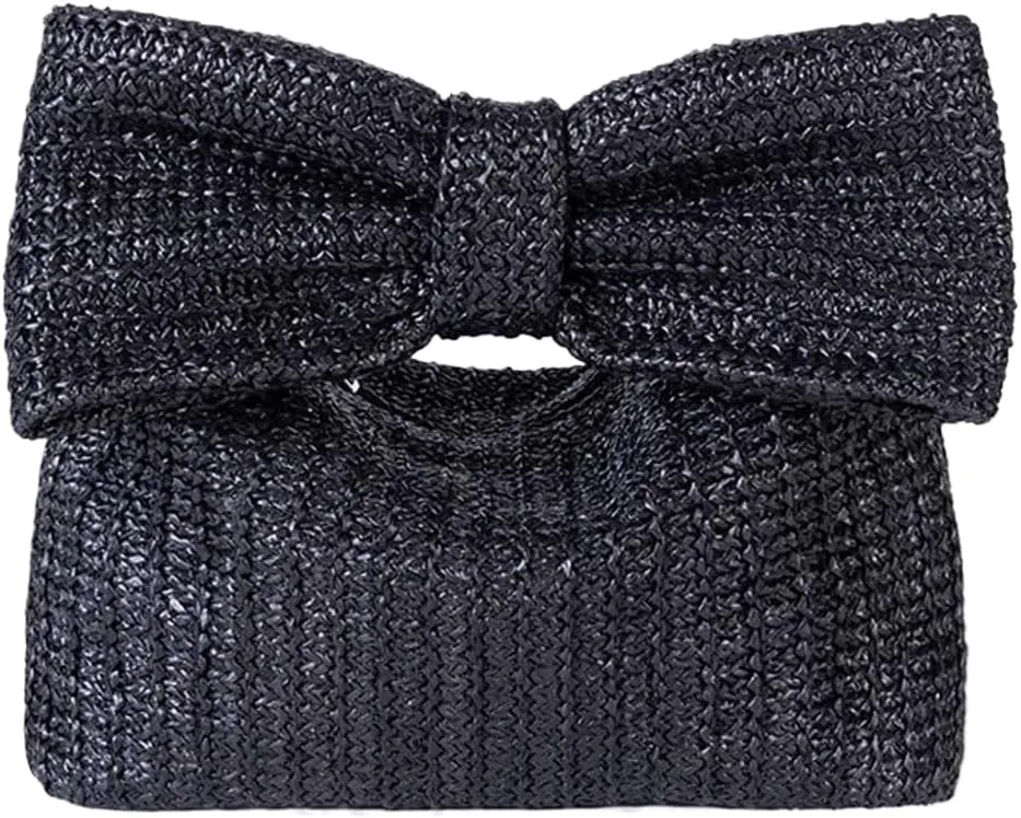 Orgone Straw Bow Purse, Summer Woven Beach Clutch Bag for Women, Straw Handbags for Formal Party Wedding for Mom