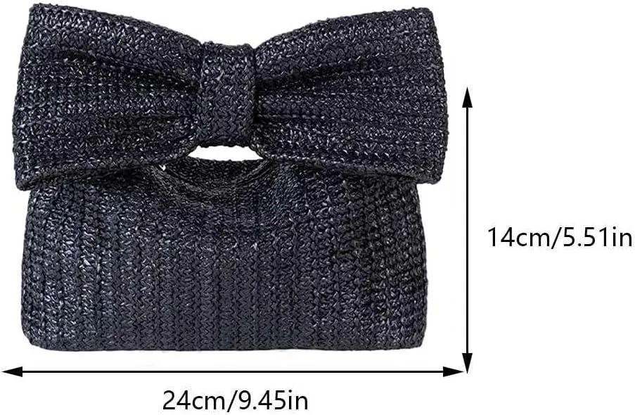Orgone Straw Bow Purse, Summer Woven Beach Clutch Bag for Women, Straw Handbags for Formal Party Wedding for Mom
