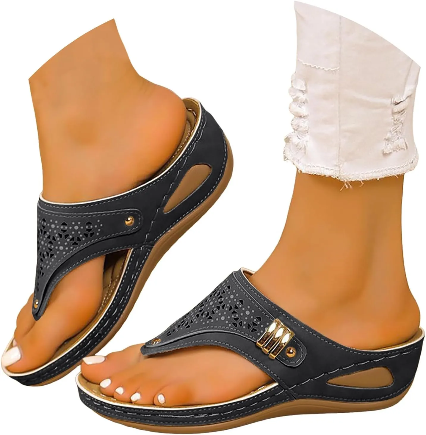Orthopedic Sandals for Women Dressy Comfortable Arch Support Flip Flops Wedge Sandals Summer Vacation Beach Shoes