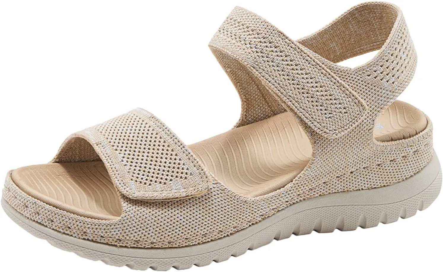 Orthopedic Sandals for Women,Hiking Sandal Orthopedic Hook Loop Non Slip Wedge Sandals Air Cushion Slingback Elastic