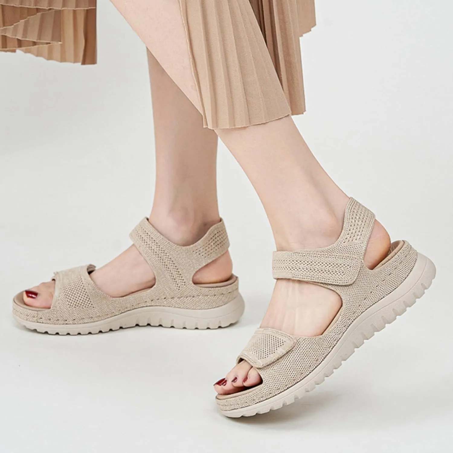Orthopedic Sandals for Women,Hiking Sandal Orthopedic Hook Loop Non Slip Wedge Sandals Air Cushion Slingback Elastic