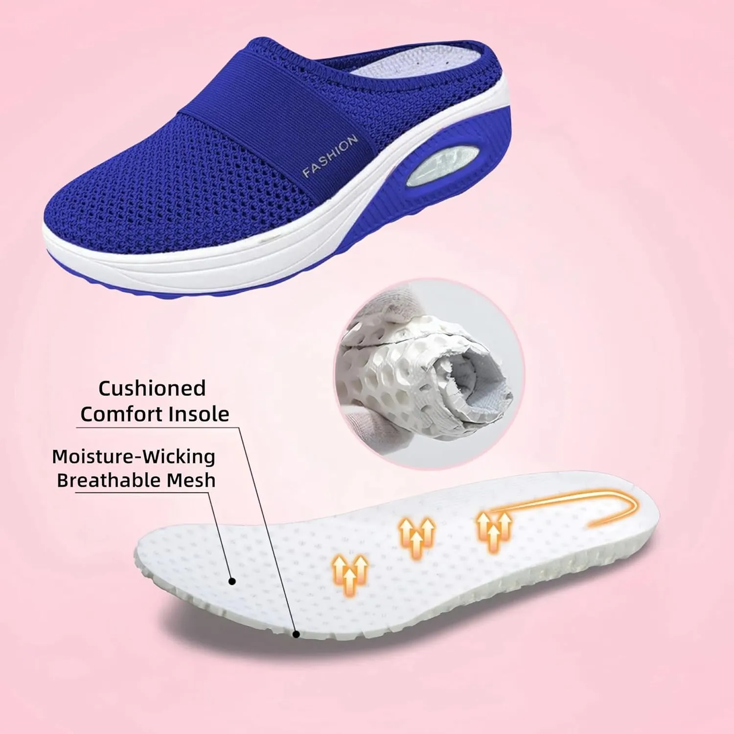 Orthopedic Shoes for Women Slip ons Air Cushion Breathable Walking Shoes with Arch Support Knit Casual Platform Mesh Shoes