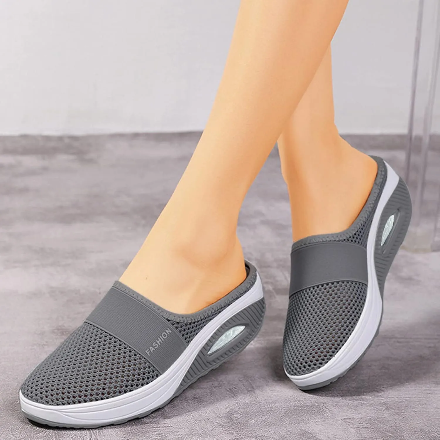 Orthopedic Shoes for Women Slip ons Air Cushion Breathable Walking Shoes with Arch Support Knit Casual Platform Mesh Shoes