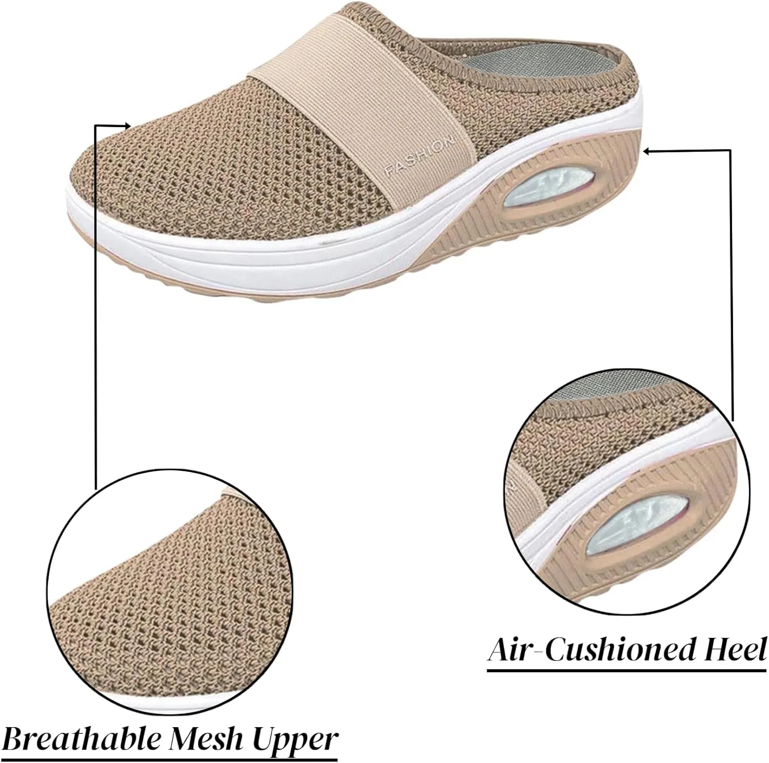 Orthopedic Shoes for Women Slip ons Air Cushion Breathable Walking Shoes with Arch Support Knit Casual Platform Mesh Shoes
