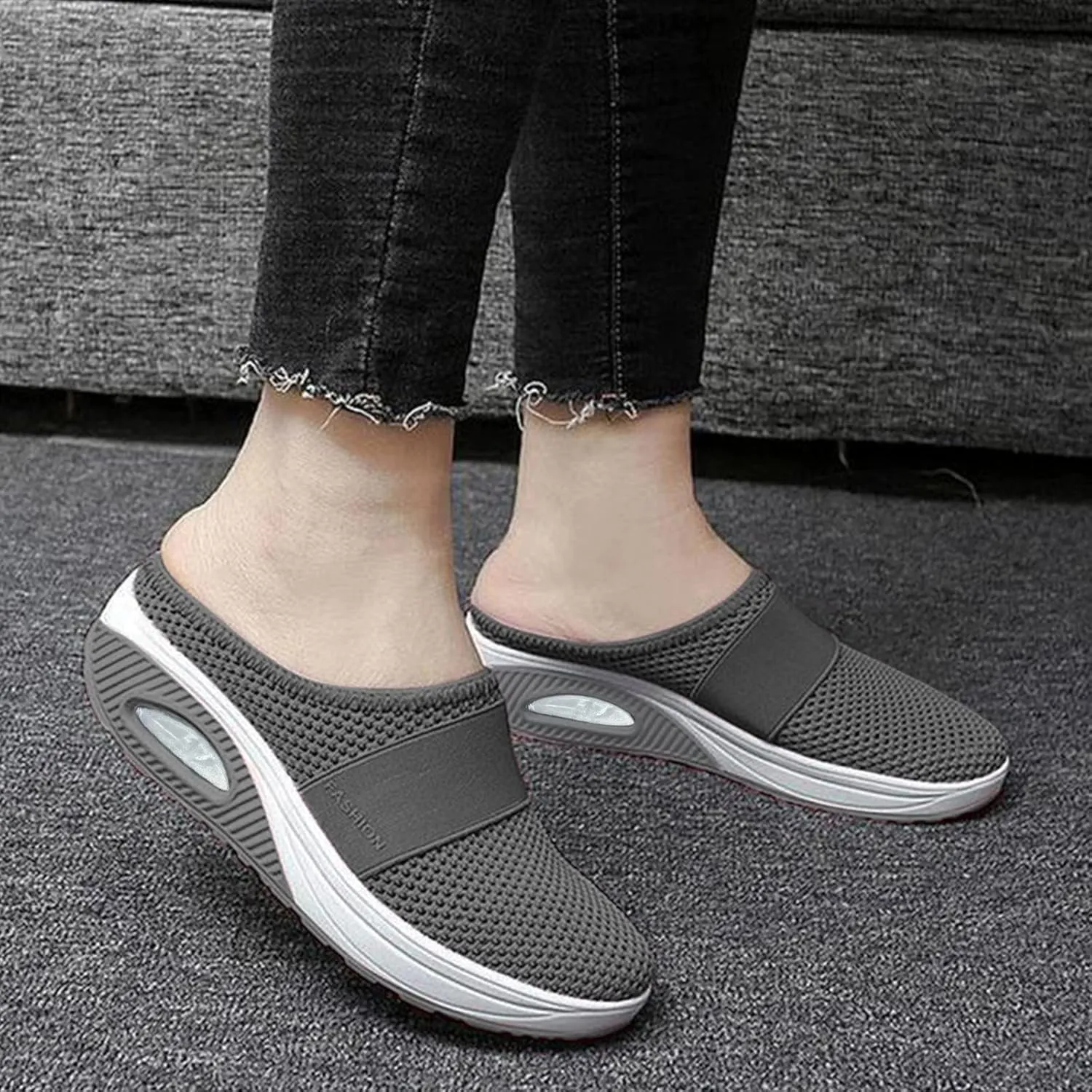 Orthopedic Shoes for Women Slip ons Air Cushion Breathable Walking Shoes with Arch Support Knit Casual Platform Mesh Shoes
