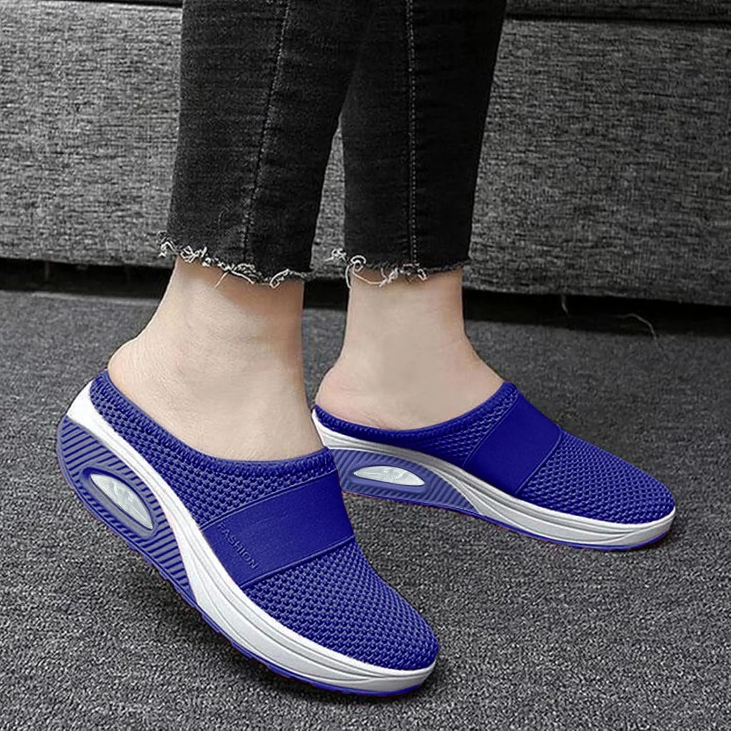 Orthopedic Shoes for Women Slip ons Air Cushion Breathable Walking Shoes with Arch Support Knit Casual Platform Mesh Shoes