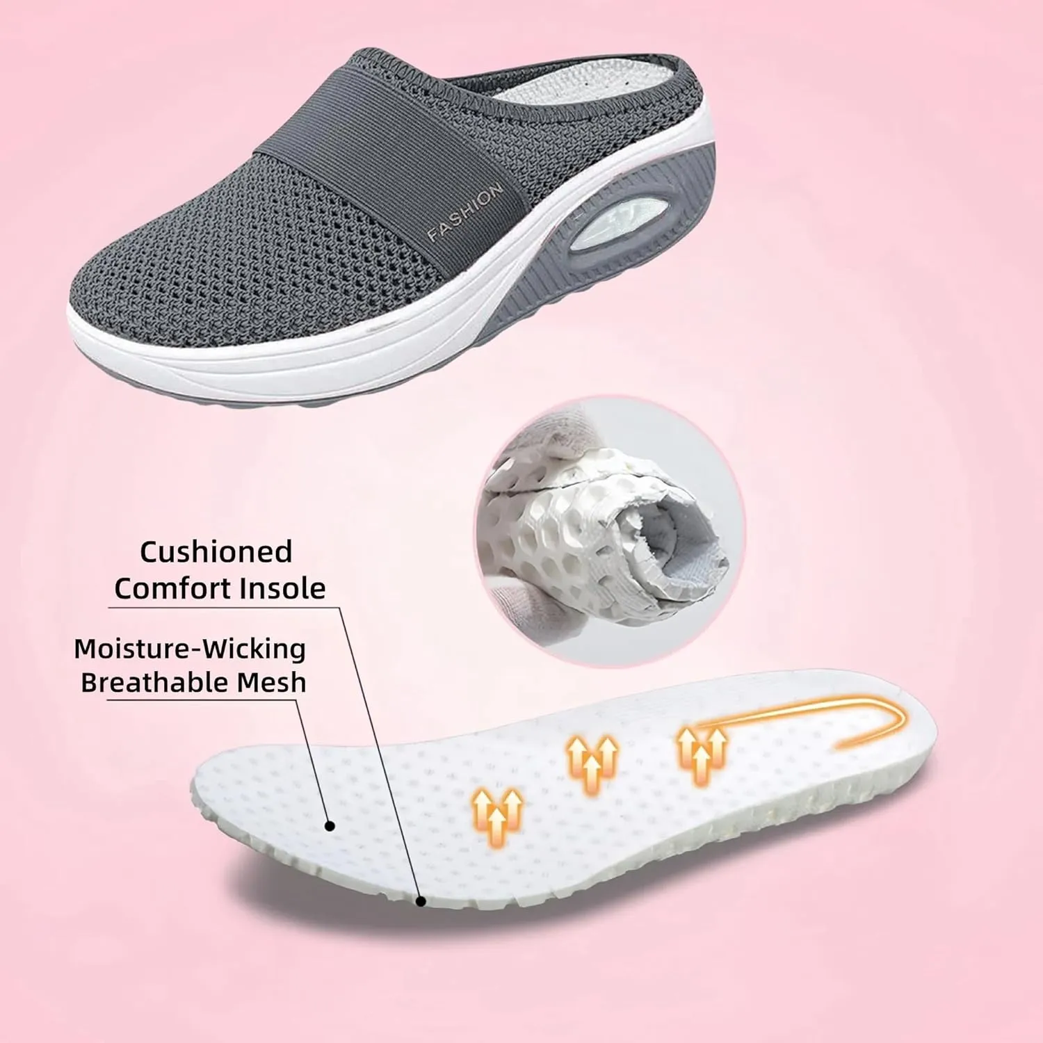 Orthopedic Shoes for Women Slip ons Air Cushion Breathable Walking Shoes with Arch Support Knit Casual Platform Mesh Shoes