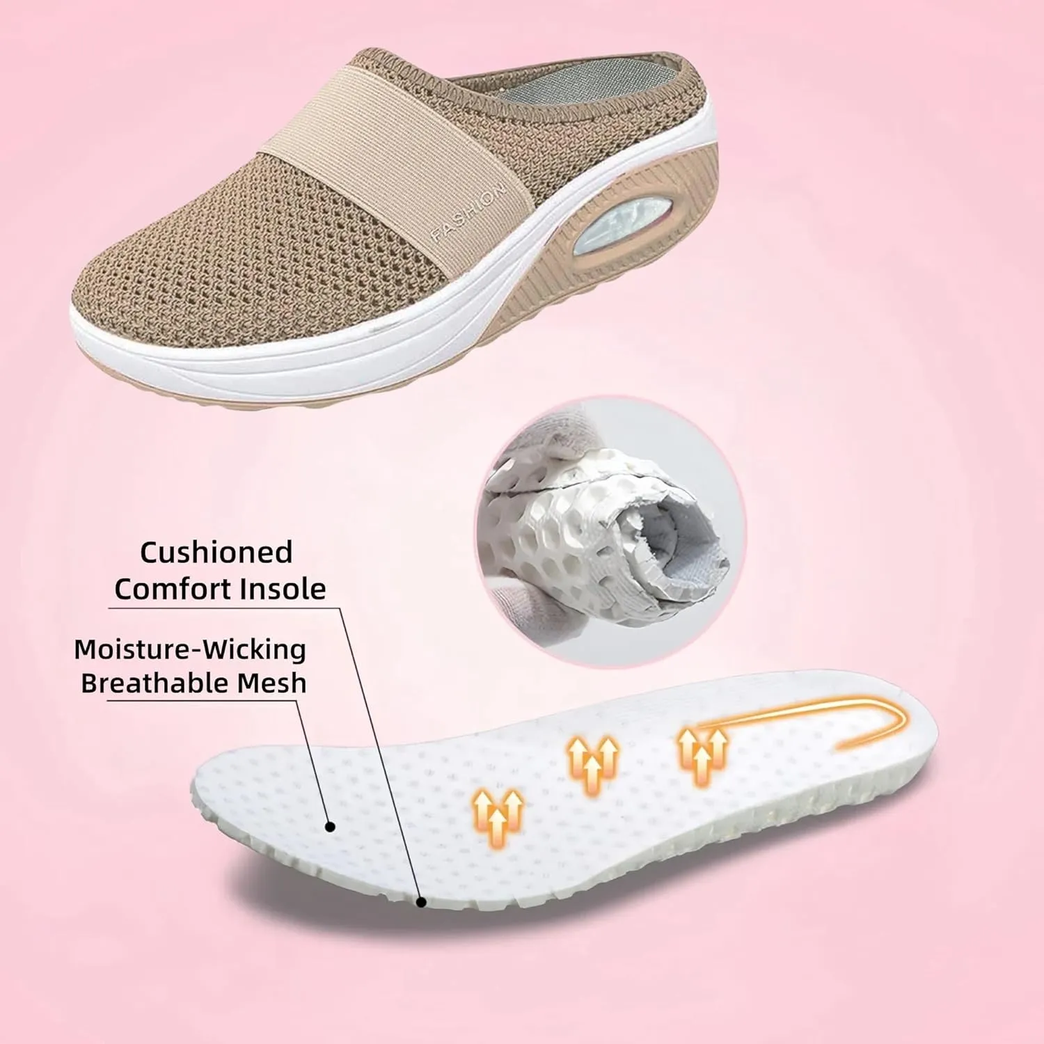 Orthopedic Shoes for Women Slip ons Air Cushion Breathable Walking Shoes with Arch Support Knit Casual Platform Mesh Shoes