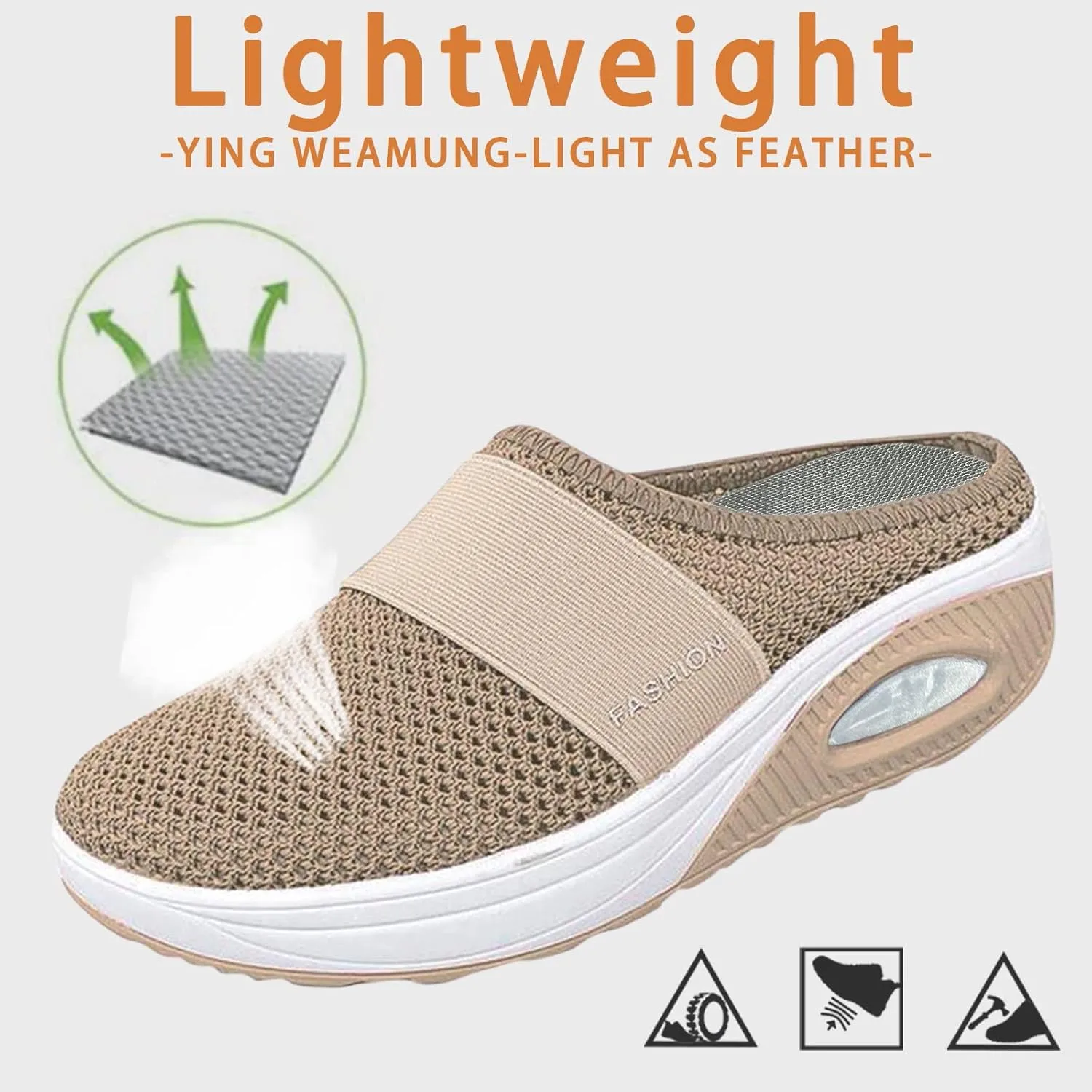 Orthopedic Shoes for Women Slip ons Air Cushion Breathable Walking Shoes with Arch Support Knit Casual Platform Mesh Shoes