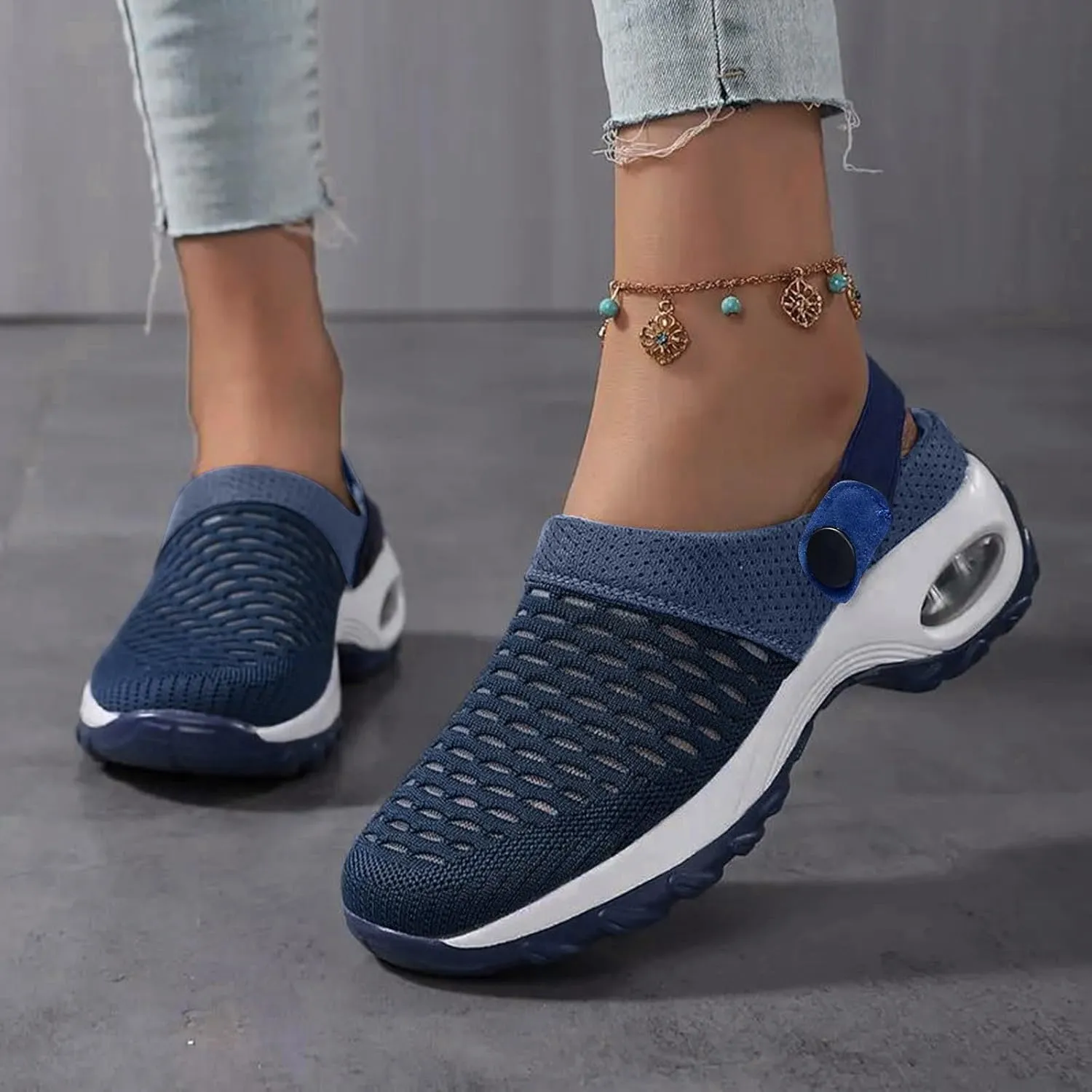 Orthopedic Shoes for Women Slip ons Shoes with Arch Support Air Cushion Platform Mesh Breathable Outdoor Walking Shoes