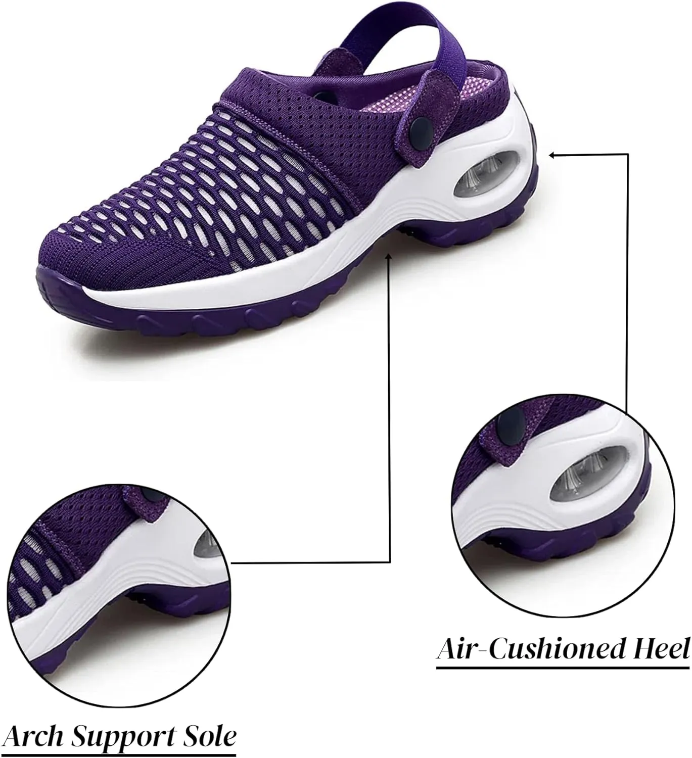 Orthopedic Shoes for Women Slip ons Shoes with Arch Support Air Cushion Platform Mesh Breathable Outdoor Walking Shoes
