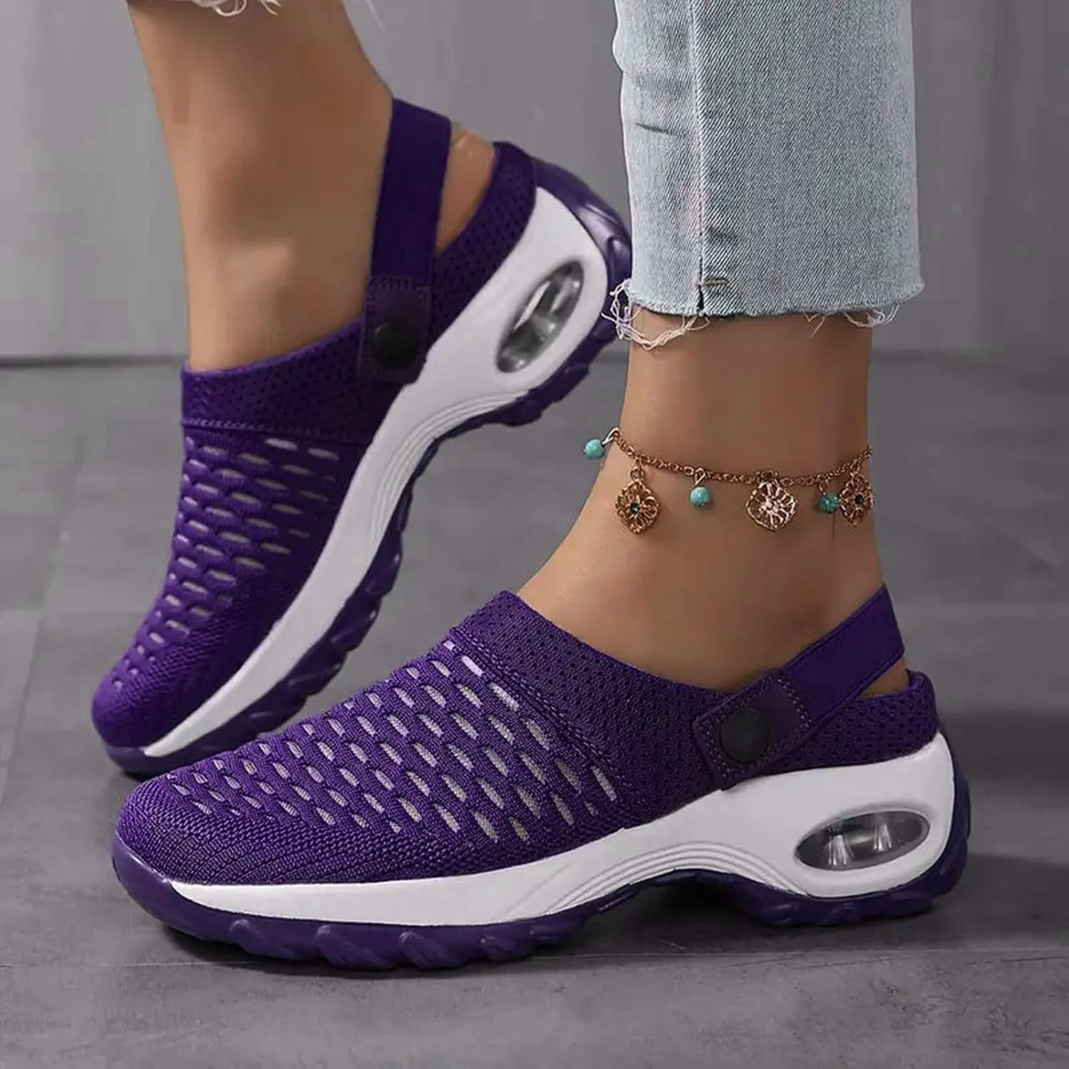 Orthopedic Shoes for Women Slip ons Shoes with Arch Support Air Cushion Platform Mesh Breathable Outdoor Walking Shoes