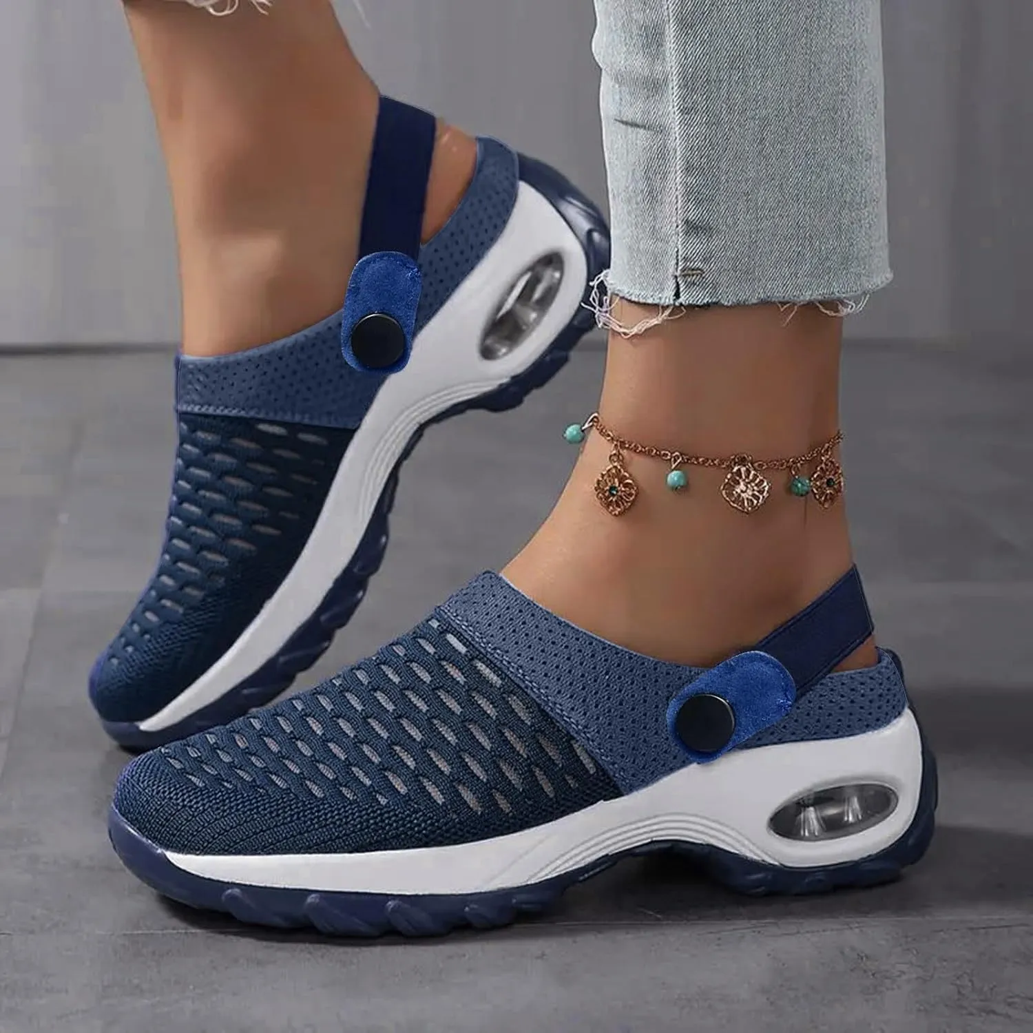 Orthopedic Shoes for Women Slip ons Shoes with Arch Support Air Cushion Platform Mesh Breathable Outdoor Walking Shoes
