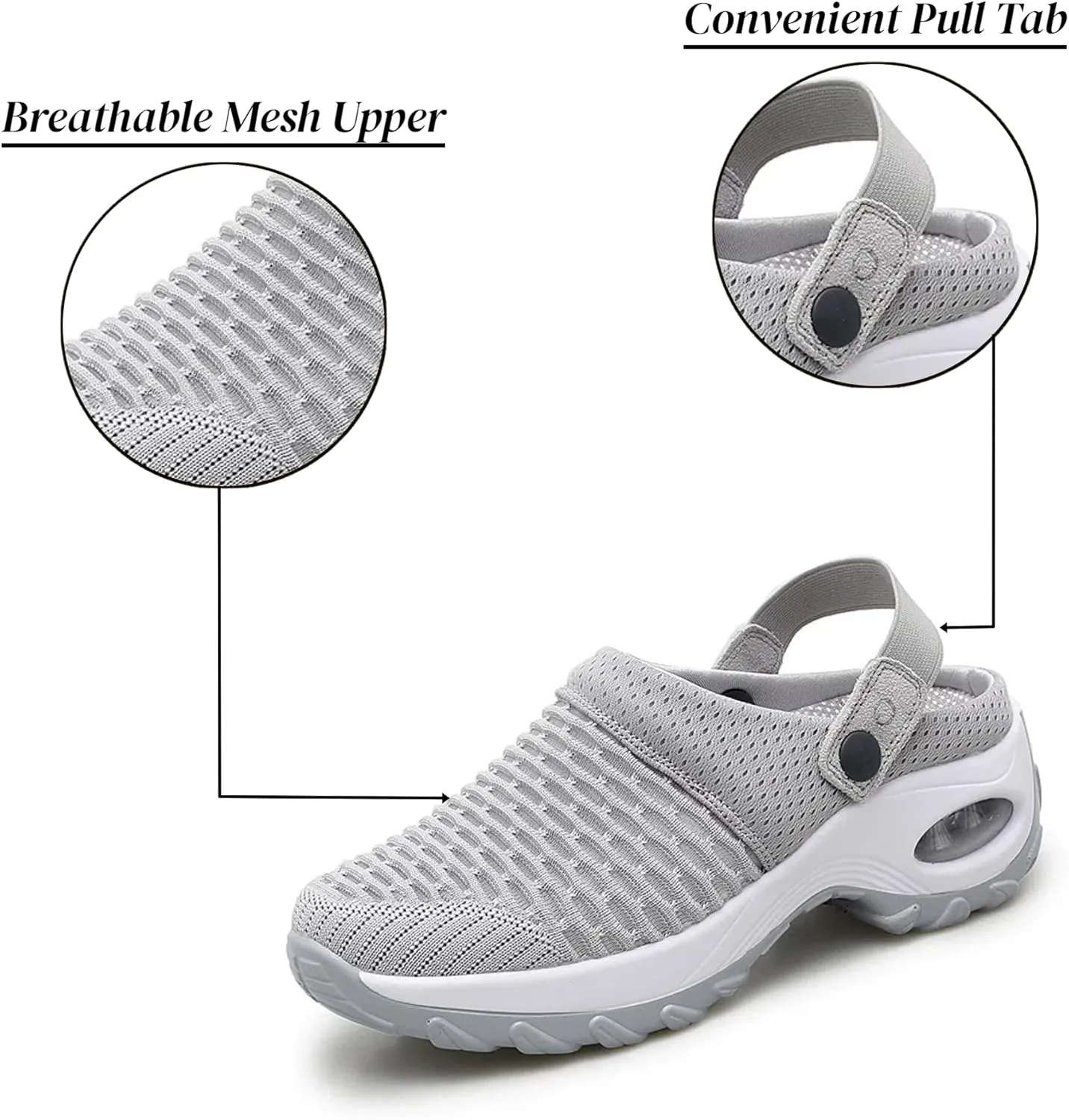 Orthopedic Shoes for Women Slip ons Shoes with Arch Support Air Cushion Platform Mesh Breathable Outdoor Walking Shoes