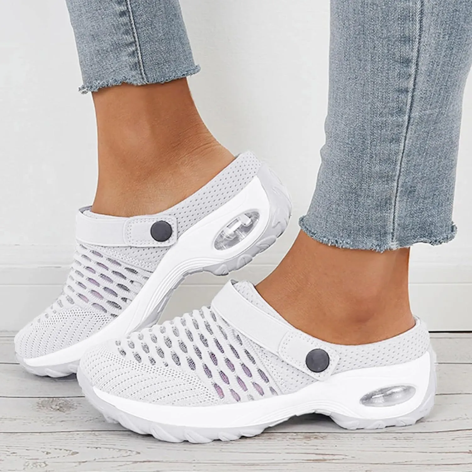 Orthopedic Shoes for Women Slip ons Shoes with Arch Support Air Cushion Platform Mesh Breathable Outdoor Walking Shoes