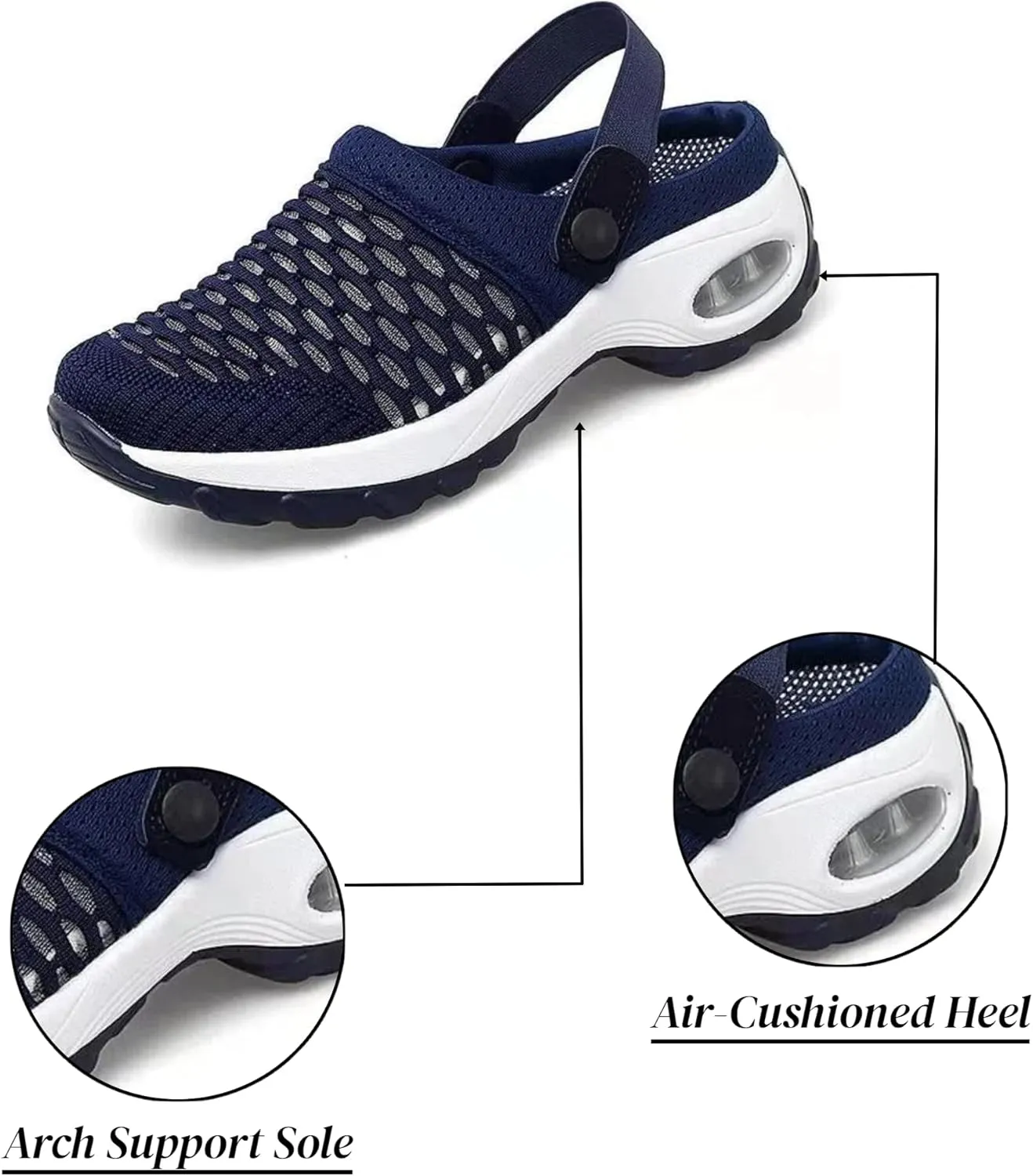 Orthopedic Shoes for Women Slip ons Shoes with Arch Support Air Cushion Platform Mesh Breathable Outdoor Walking Shoes