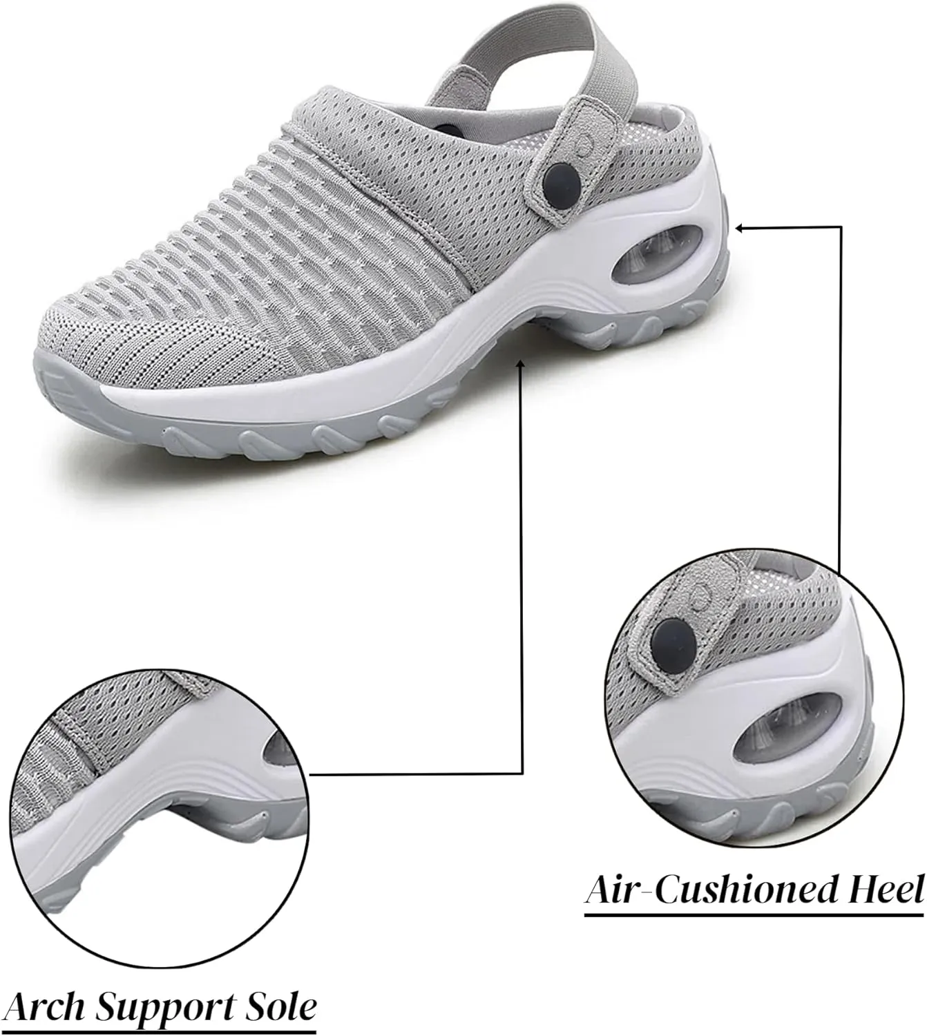 Orthopedic Shoes for Women Slip ons Shoes with Arch Support Air Cushion Platform Mesh Breathable Outdoor Walking Shoes