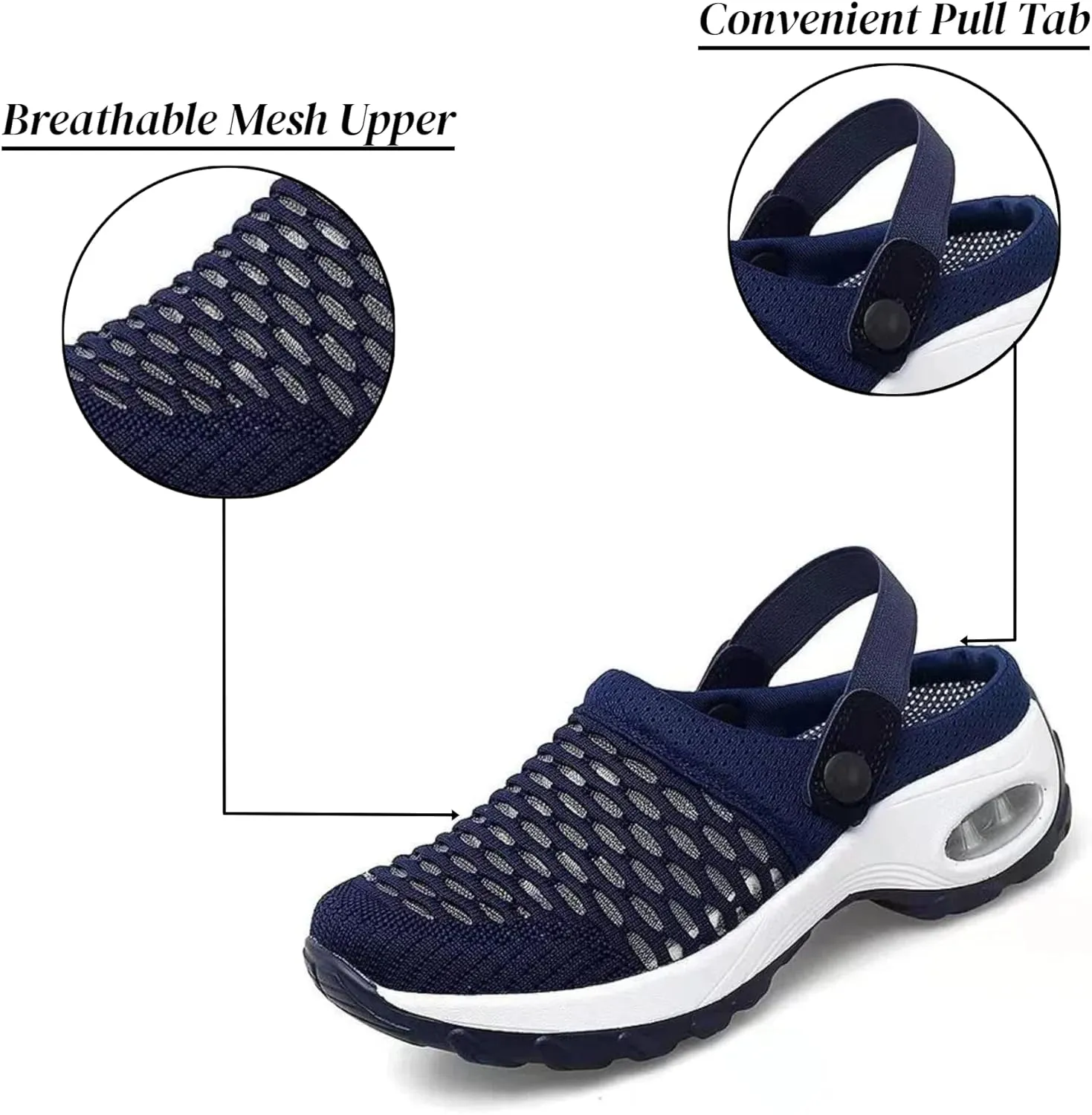 Orthopedic Shoes for Women Slip ons Shoes with Arch Support Air Cushion Platform Mesh Breathable Outdoor Walking Shoes