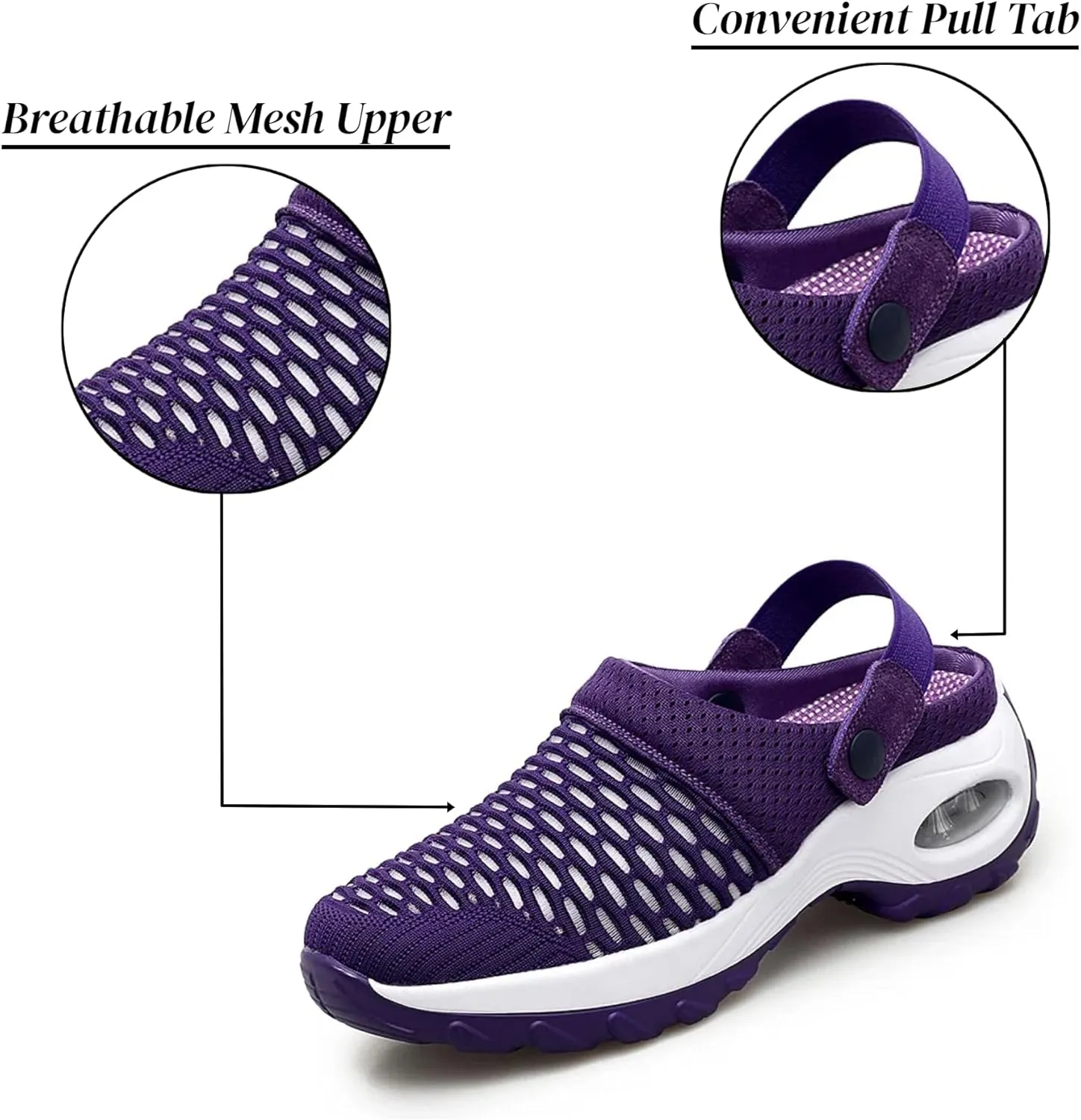 Orthopedic Shoes for Women Slip ons Shoes with Arch Support Air Cushion Platform Mesh Breathable Outdoor Walking Shoes