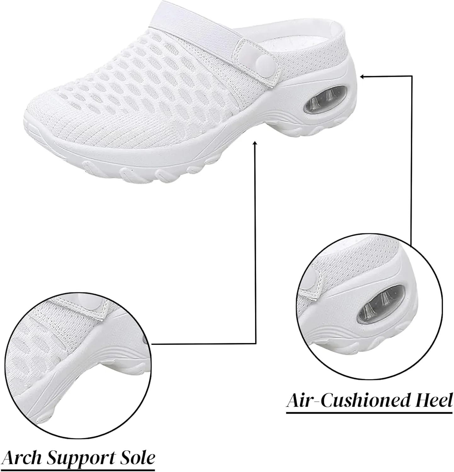 Orthopedic Shoes for Women Slip ons Shoes with Arch Support Air Cushion Platform Mesh Breathable Outdoor Walking Shoes