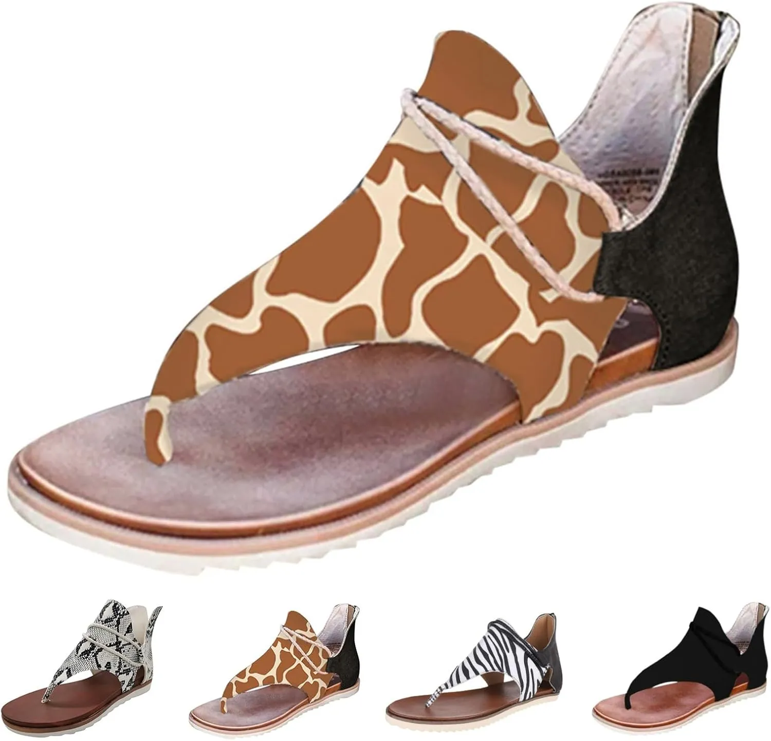 Orthopedic Wedge Sandals For Women Sandals For Women Summer Fashion Print Flat Shoes Retro Flip Gold Sandals For Women