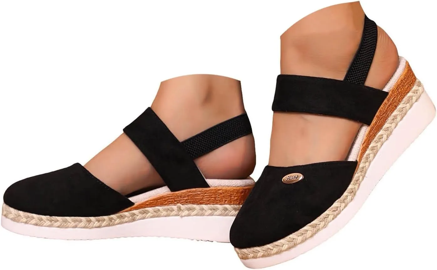 Orthopedic Wedge Sandals for Women Summer Dressy 2025 Closed Toe Wedges Espadrilles Platform Slingback Sandal Comfortable Slip On Casual Shoes