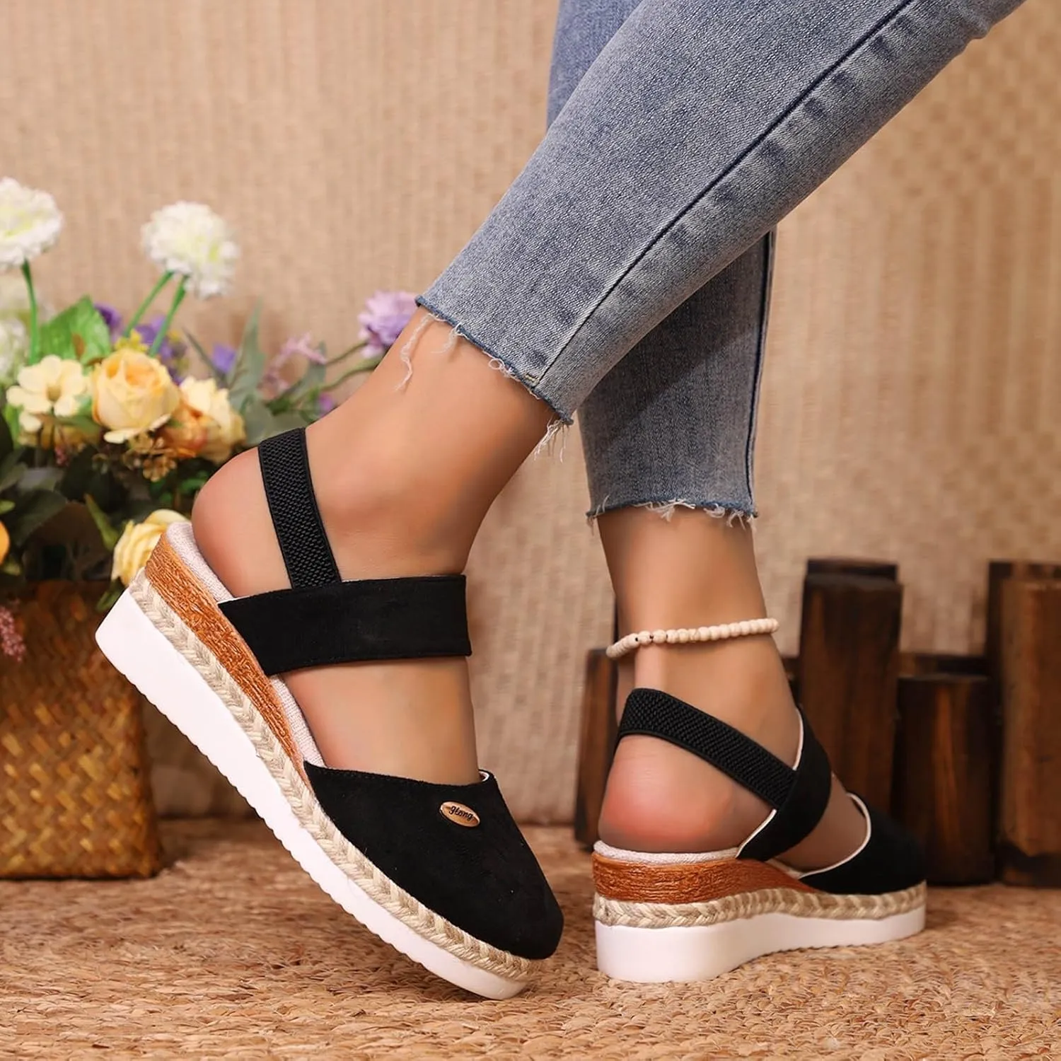 Orthopedic Wedge Sandals for Women Summer Dressy 2025 Closed Toe Wedges Espadrilles Platform Slingback Sandal Comfortable Slip On Casual Shoes