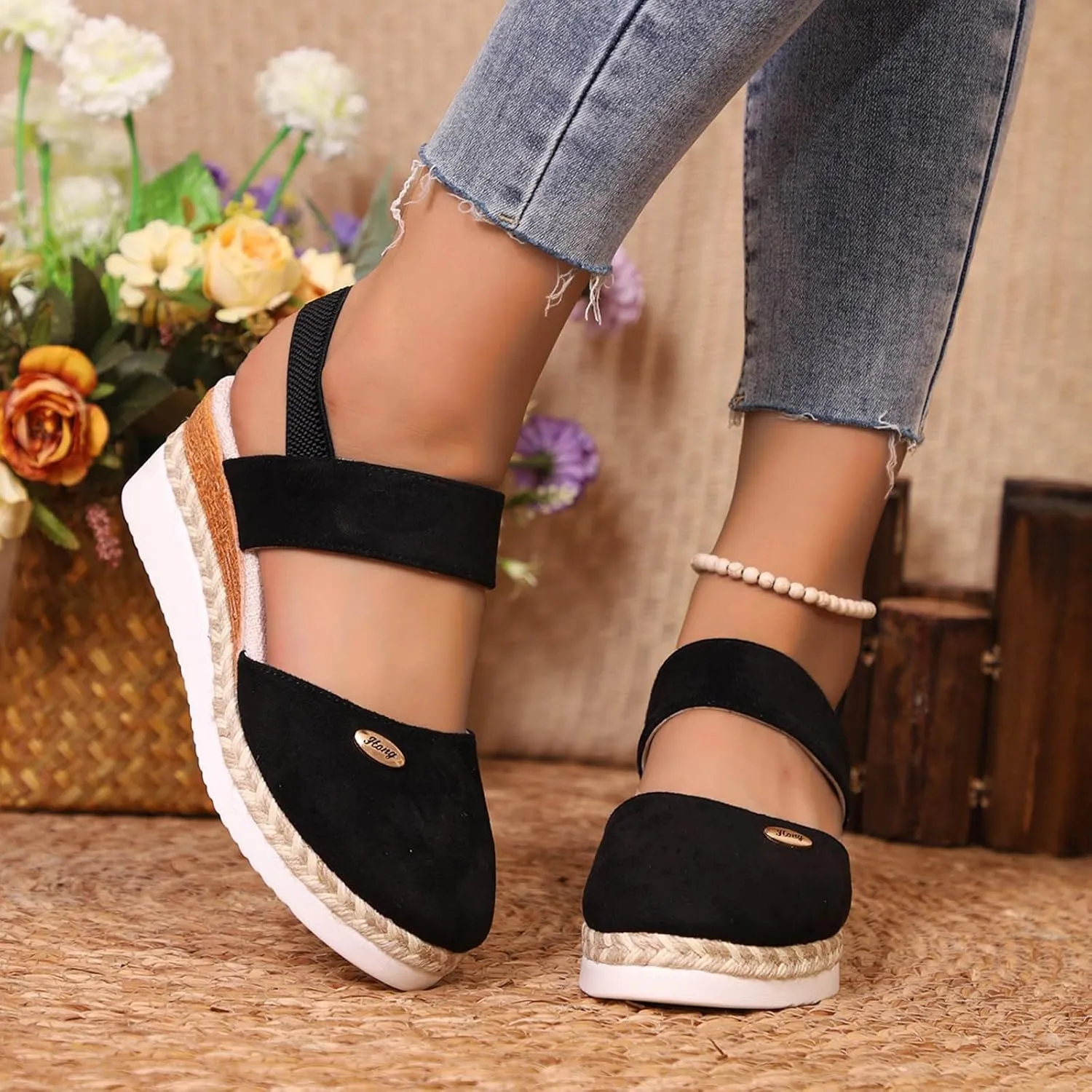Orthopedic Wedge Sandals for Women Summer Dressy 2025 Closed Toe Wedges Espadrilles Platform Slingback Sandal Comfortable Slip On Casual Shoes